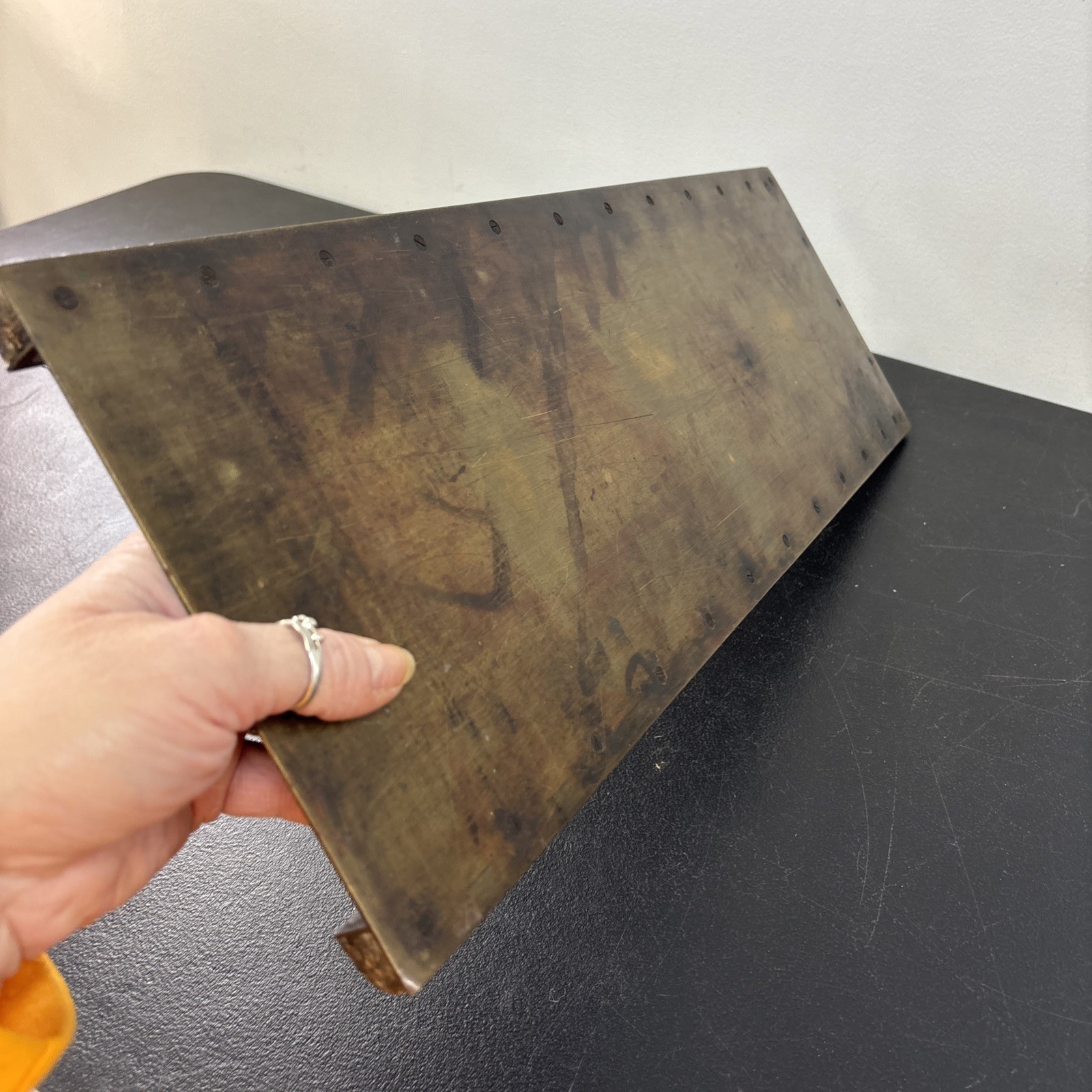 Letterpress Printer Block Type Galley Tray Brass And Wood 24”X 8”