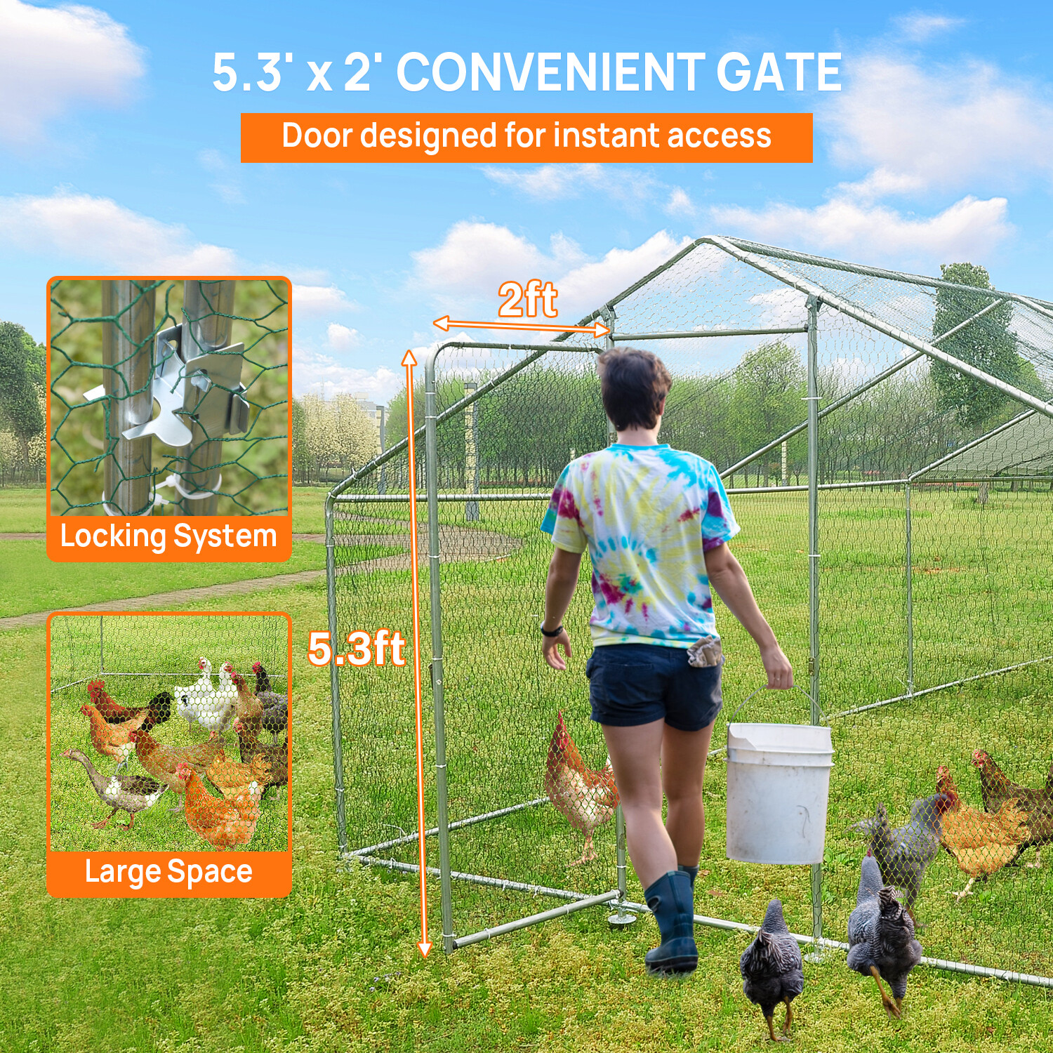 10x10'/ 13x10'/ 20x10' Chicken Coop Run Hen House Enclosed Backyard Poultry Cage