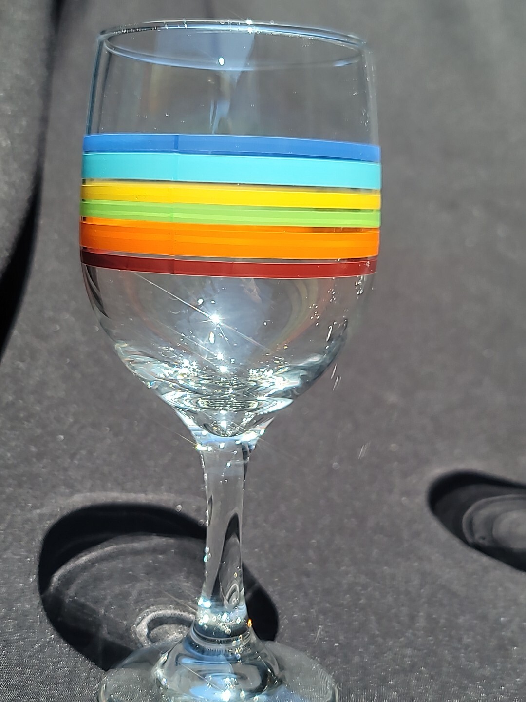 Set of 4 Vintage Libbey Mambo Fiesta Striped Summer Wine Glasses Goblet Rainbow