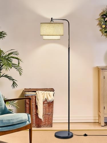 64" Modern Floor Lamp for Living Room Bedroom, Floor Lamp with 3 Color Black
