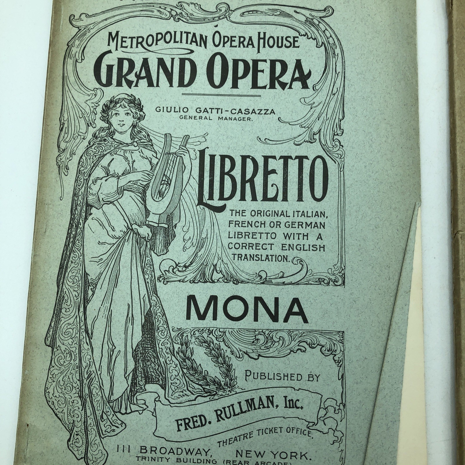 Grand Opera Librettos Program Lot 5 - Mona, Carmen, Lake, La Tosca, Rigoletto