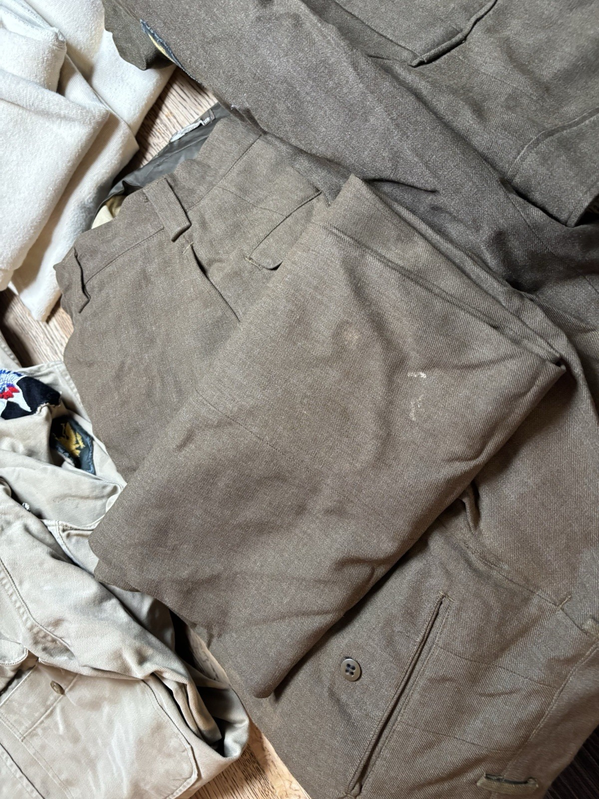 WW II 2nd Infantry Division Clothing Lot Patches, Pants, Shirts, Jackets, Duffle