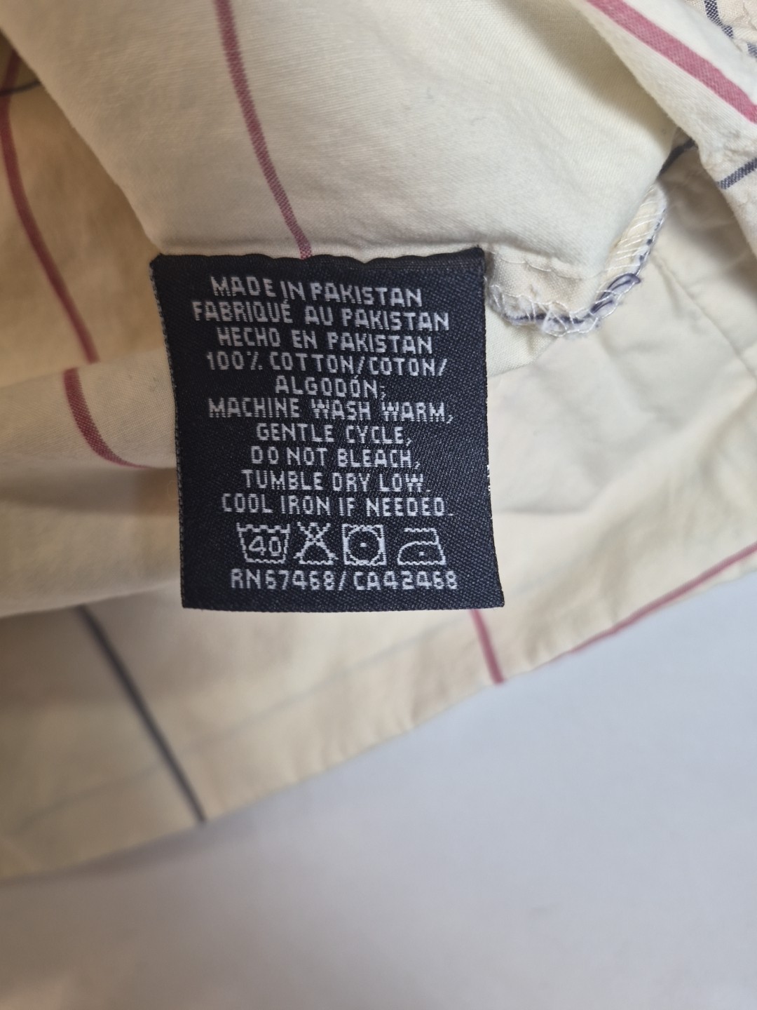 2- VTG Nautica Pillowcases 100% Cotton King & Queen #67468 Cream Grid Navy Check