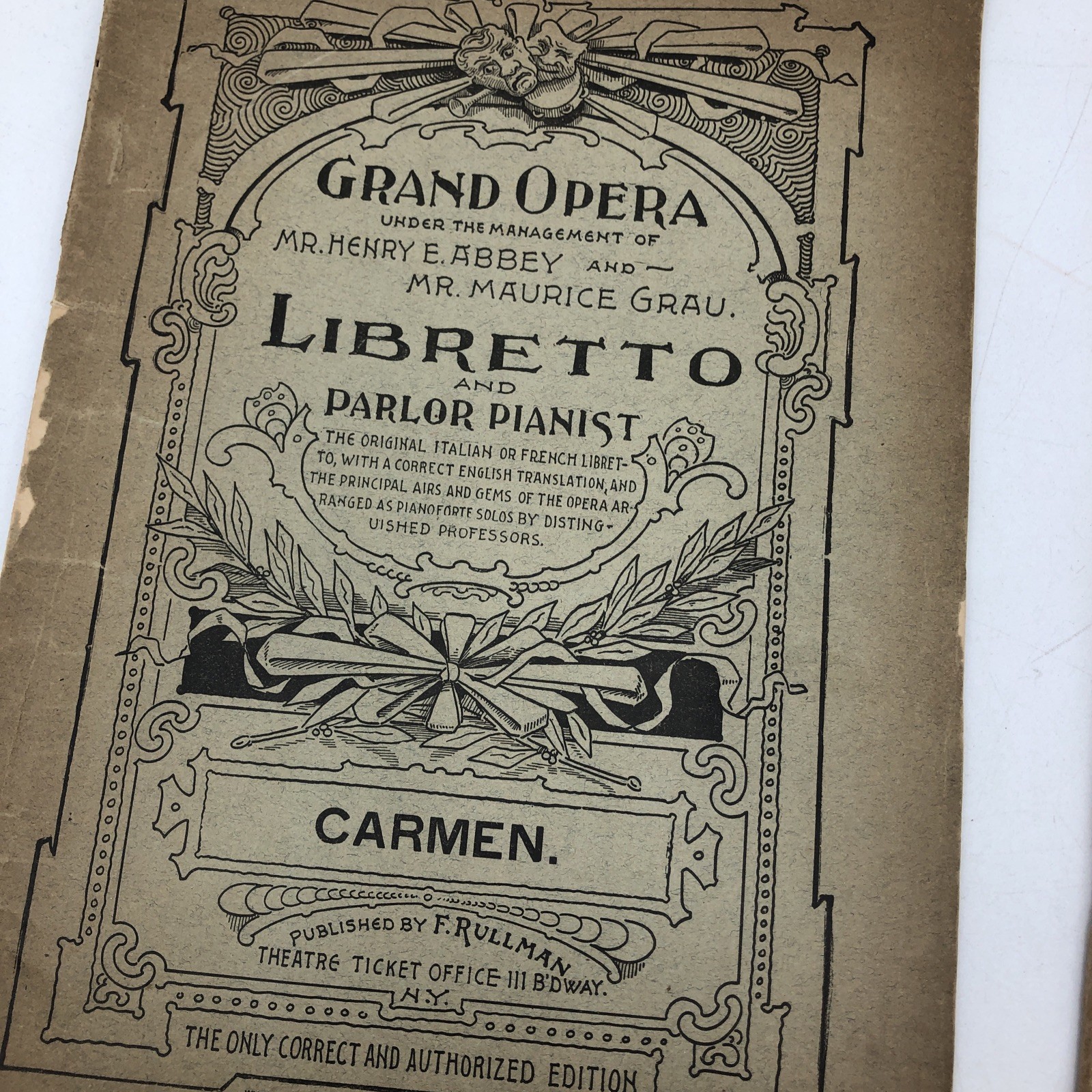 Grand Opera Librettos Program Lot 5 - Mona, Carmen, Lake, La Tosca, Rigoletto