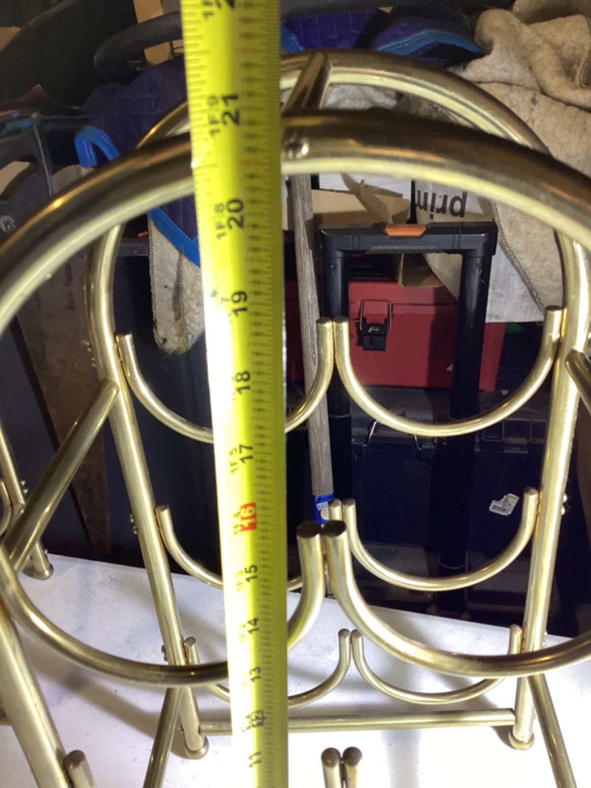 Vintage Wine Rack 3 Tier Holder Brass Gold Metal Mid Century Modern 21” Tall