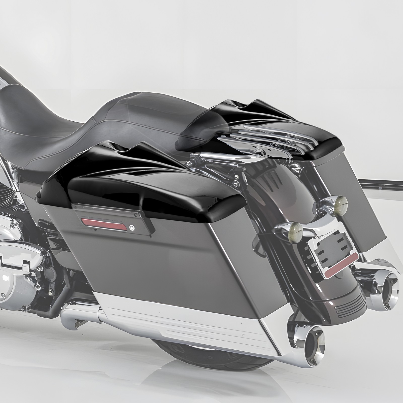 Vivid Black 8" Speaker Lids w/ Tweeter port For Harley 1994-13 Touring FLTR FLHT