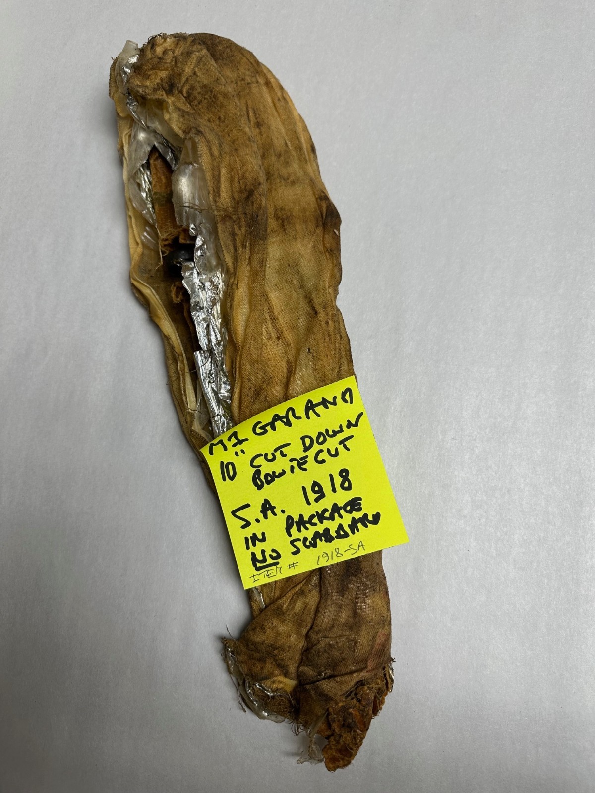 GARAND 10" BOWIE CUT DOWN BAYONET S.A. 1918 IN PACKAGE NO SCABBARD.