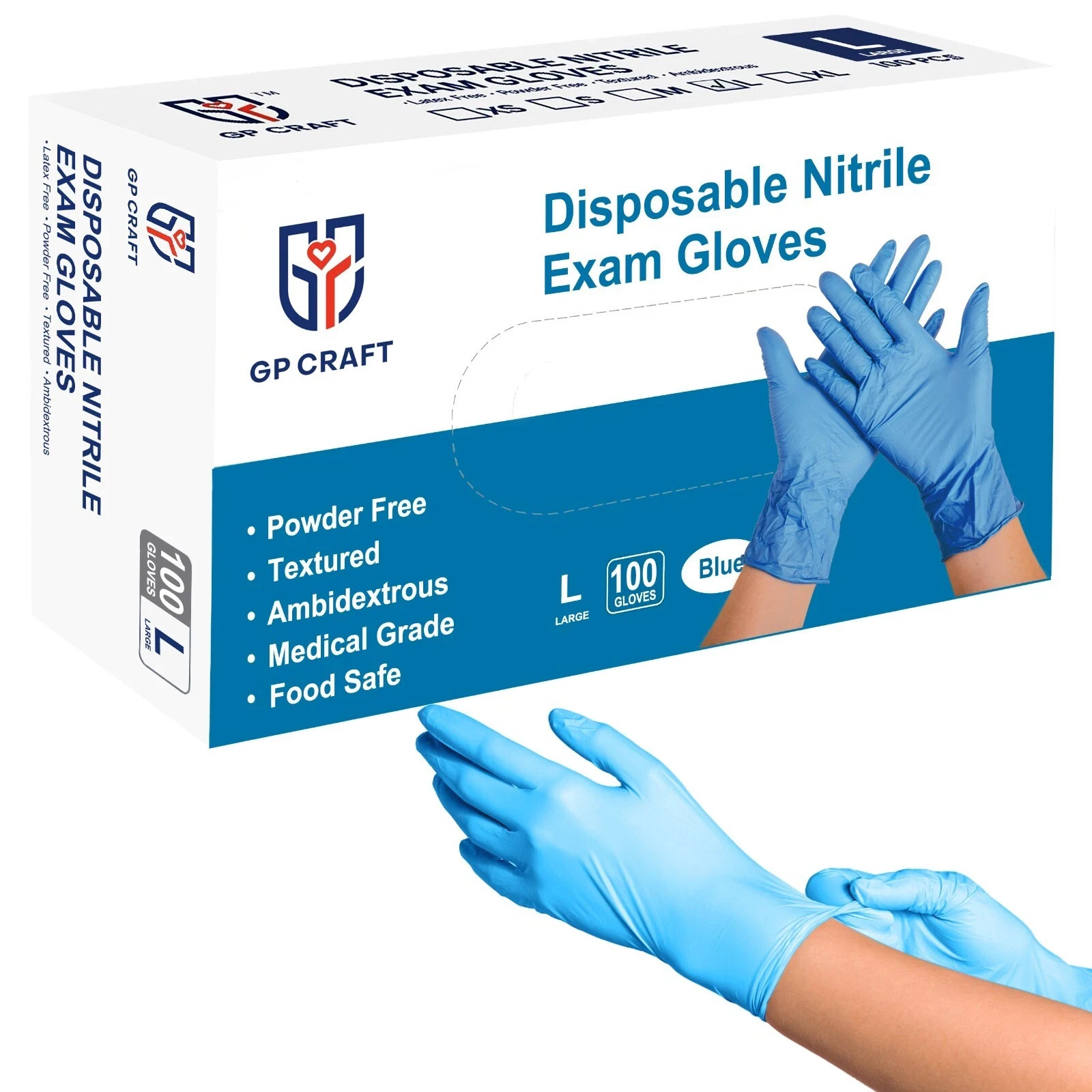Medical Nitrile Exam Gloves 100 PCs Powder-Free Food-Safe Disposable Glove
