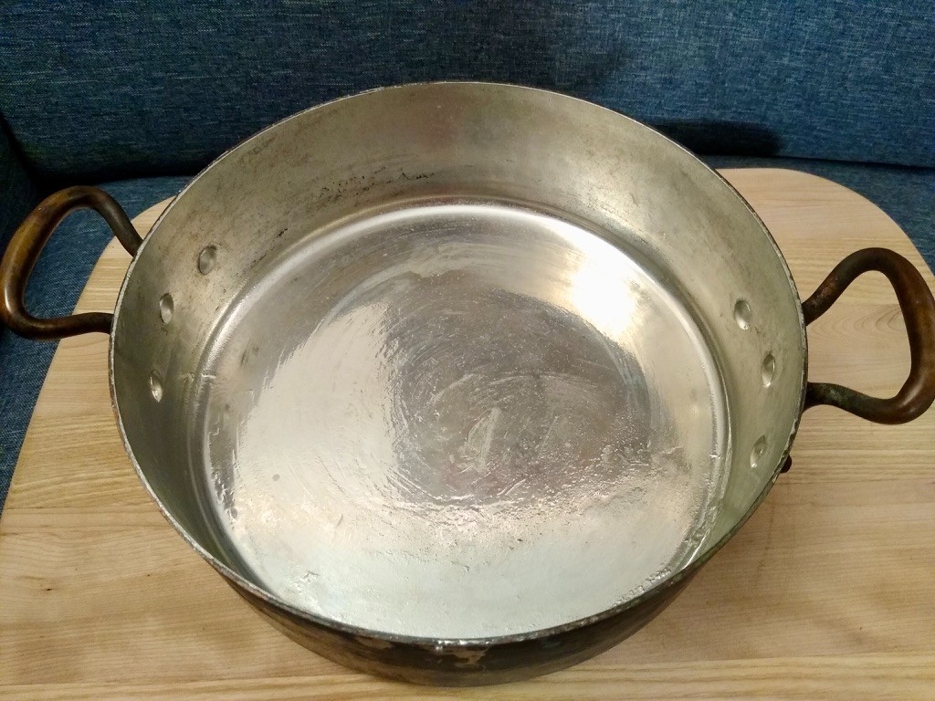 Incredible Large Hammered French Copper Rondeau Pot & Lid (Mauviel?) 2.5mm 28cm