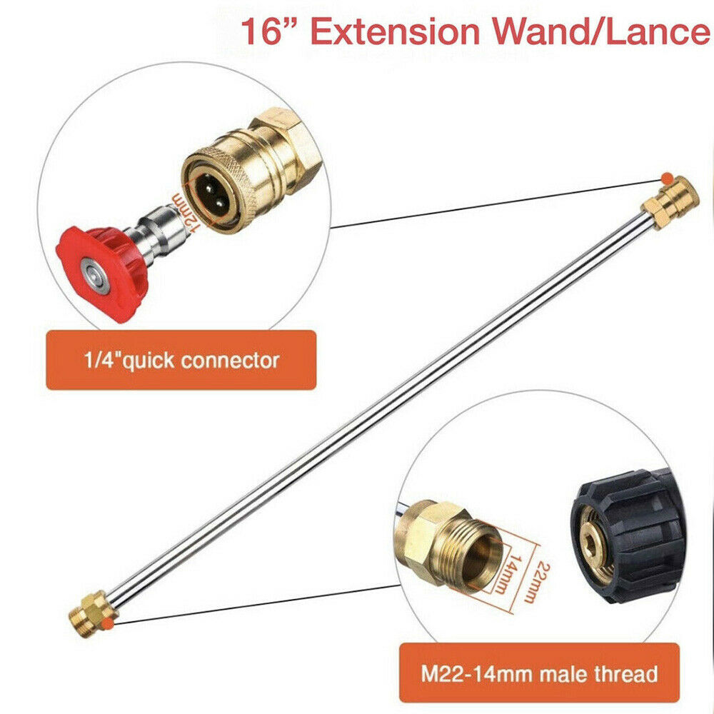 4000PSI High Pressure Power Washer Spray Gun Wand Lance Quick Nozzle Tips Kit