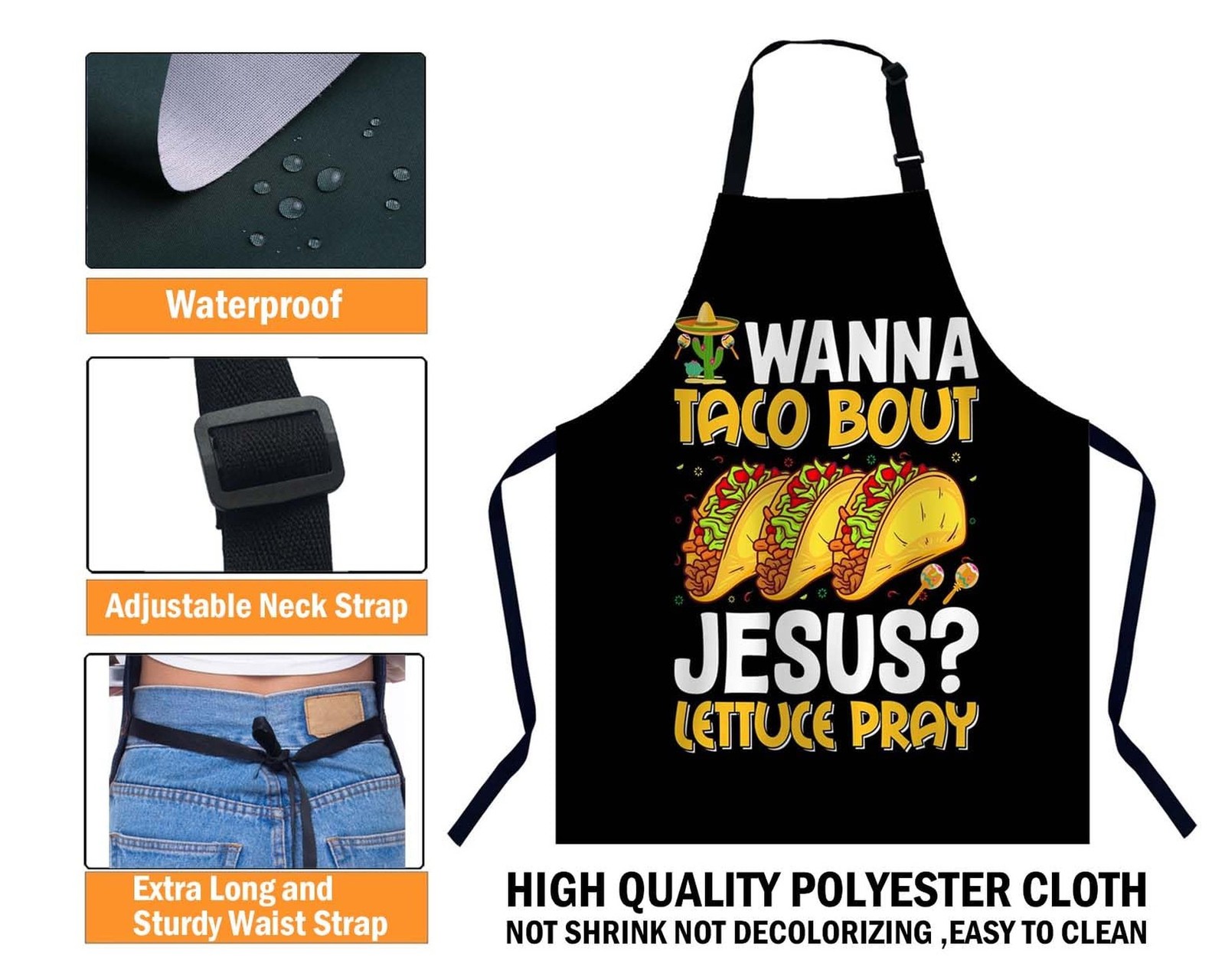 Wanna taco Bout Jesus Lettuce Pray Waterproof Apron Kitchen Chef Aprons Bibs ...