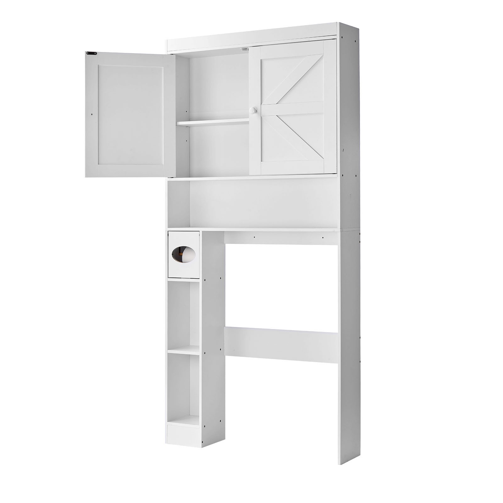 Over The Toilet Storage Cabinet for Bathroom with Adjustable Shelf White 67.4" H