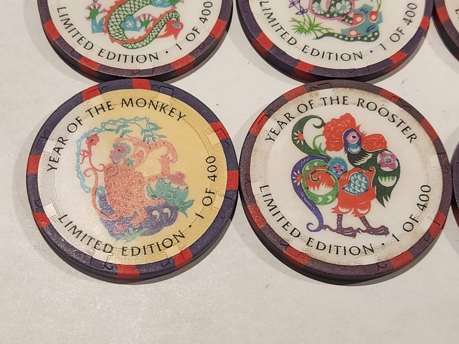 $25 CRYSTAL PARK CASINO Chips - 1996 ZODIAC - RARE! H&C MOLD - FULL SET