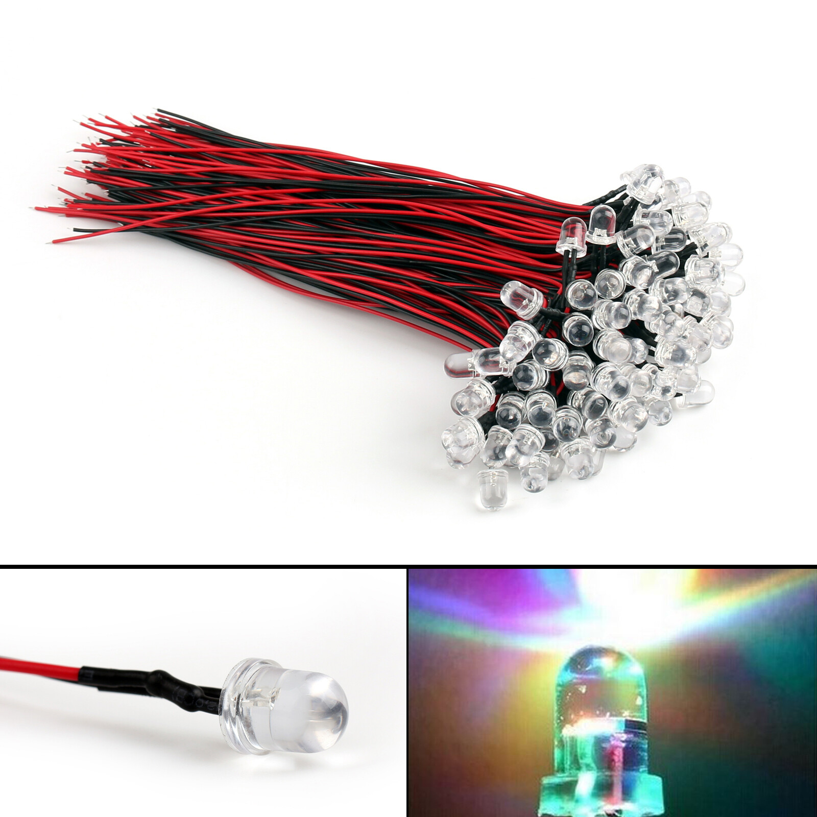 20Pcs 1.8mm 2mm 3mm 5mm 8mm 10mm Pre Wired LED DC9-12V Lights Emitting Diodes