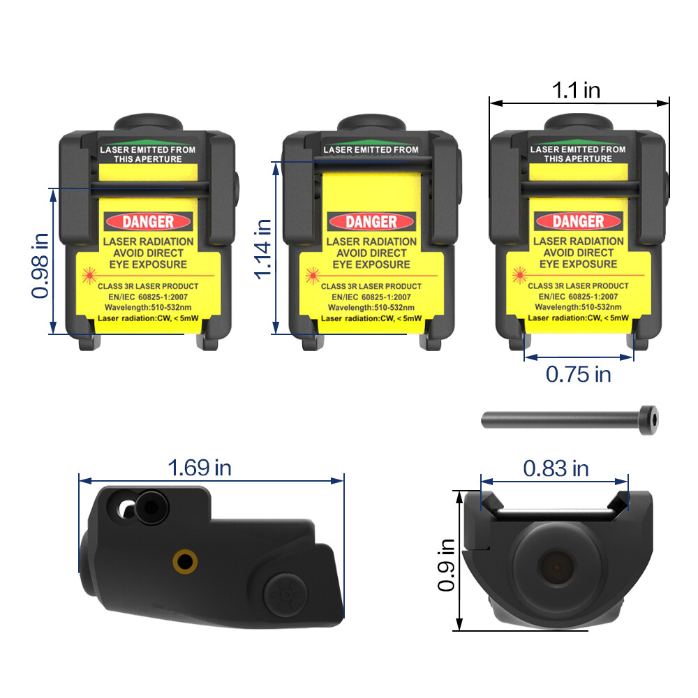 Laspur Sub Compact Green/Red Laser Sight Rechargeable Battery