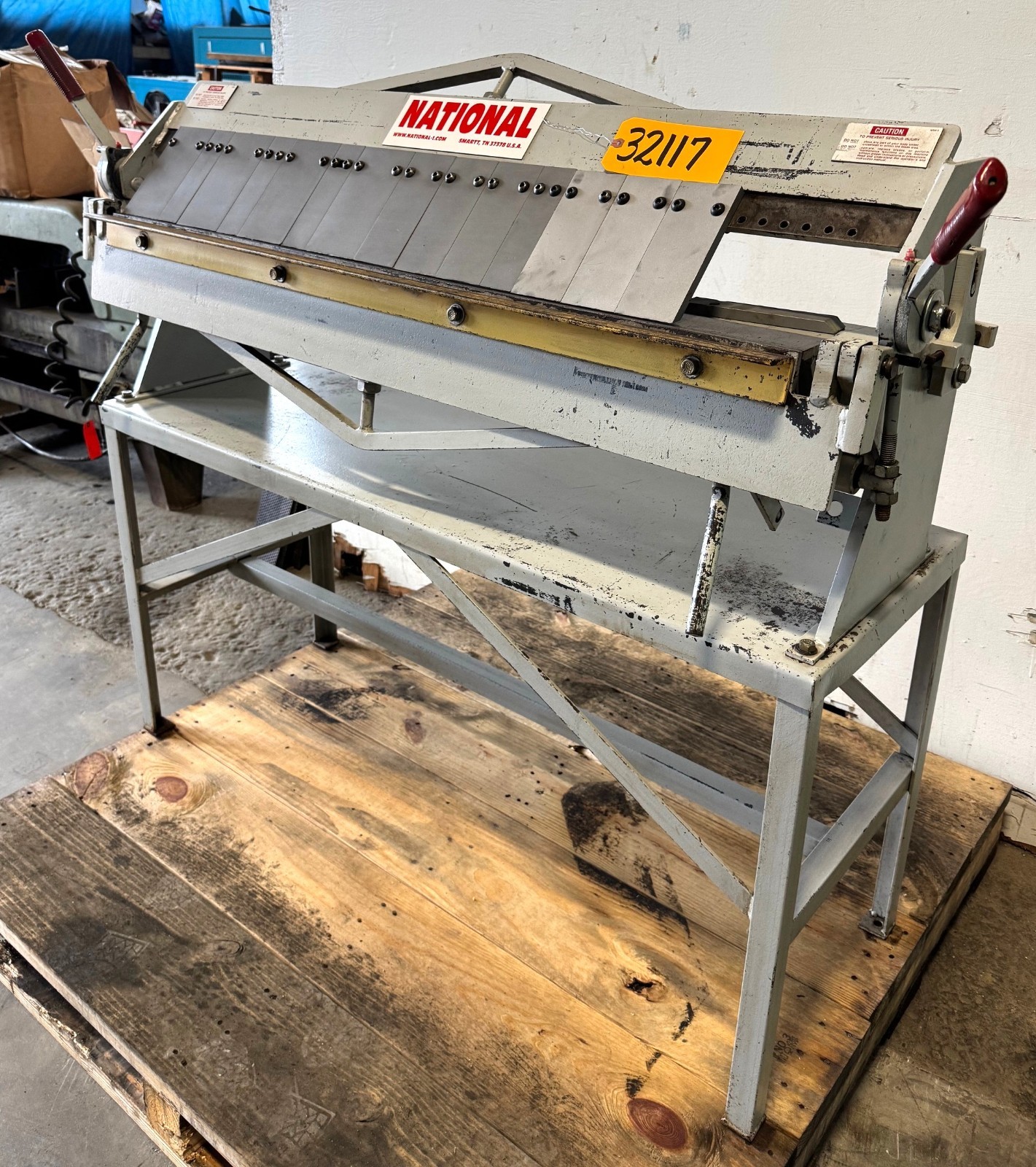 48" x 16 Ga. National Box and Pan Brake No. U4816, 42" of Fingers, Stand
