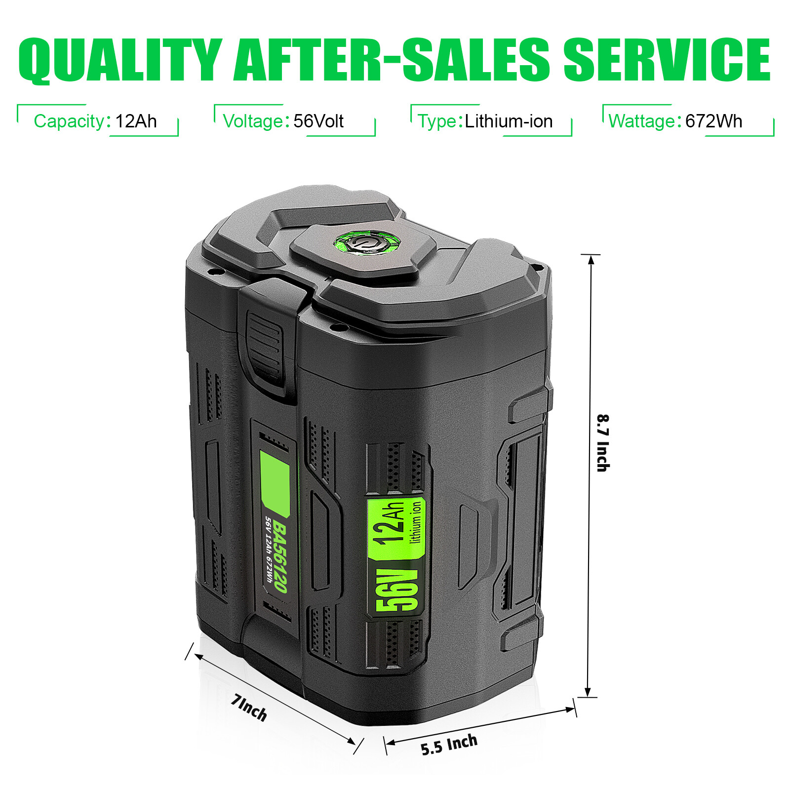 2 PACK 12AH Battery For EGO 56V 56Volt BA5600T POWER+ Lithium Ion BA2240 BA2800T