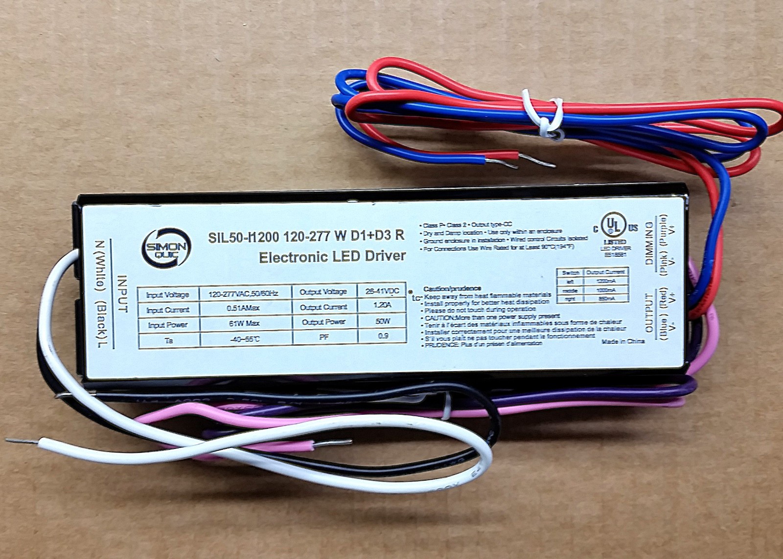 Simon Quic SIL50-I1200-120-277-W-D1 D3-R 50W Electronic LED Driver