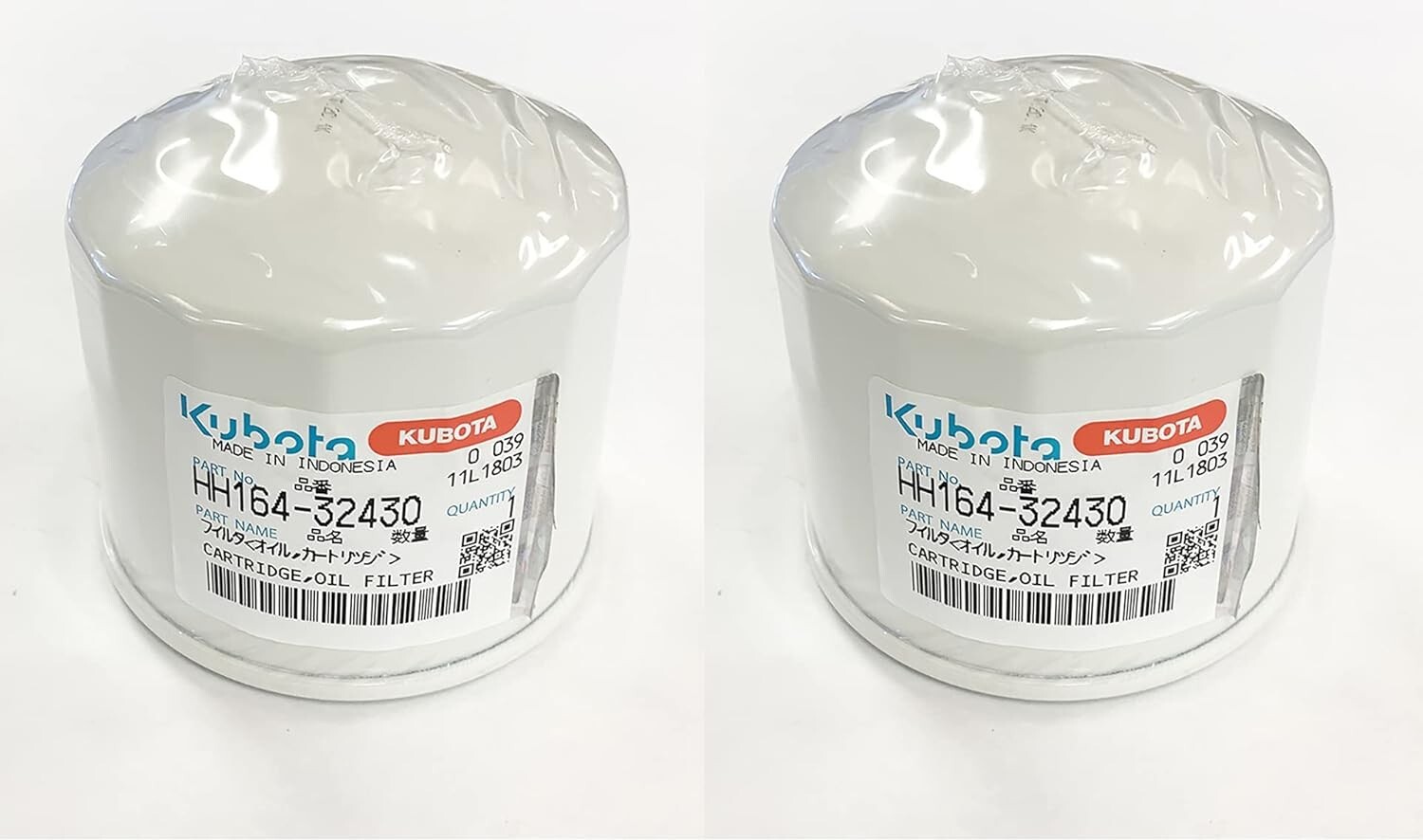 Genuine OEM Kubota HH164-32430 Oil Filter - 2 PACK