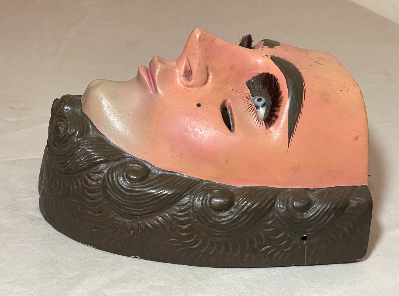 VINTAGE PARACHICOS MASK HAND CARVED WOOD MEXICAN FOLK ART CHIAPAS GLASS EYE