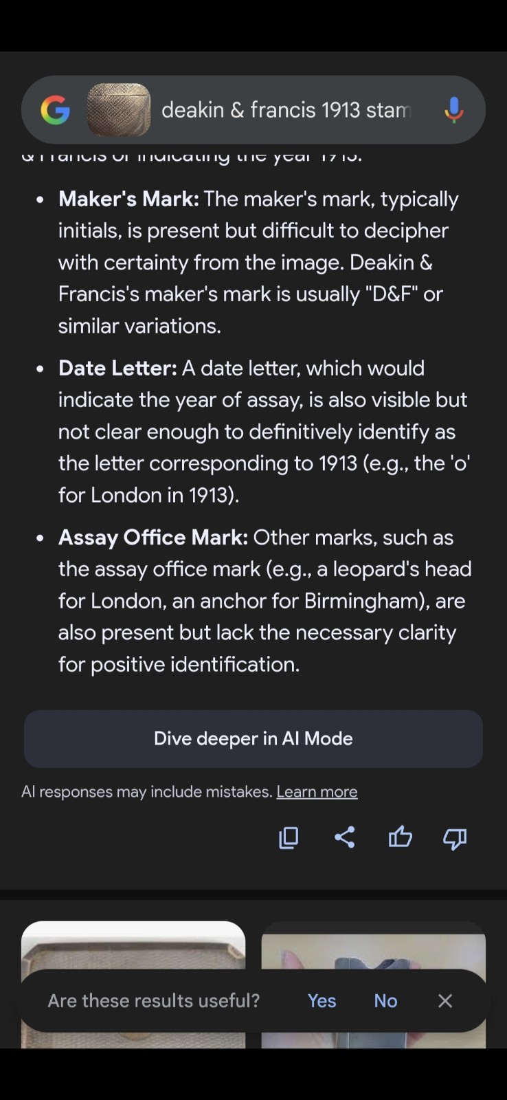 Antique Deakin & Francis Vesta Case Match Safe Holder Sterling Circa 1913 London