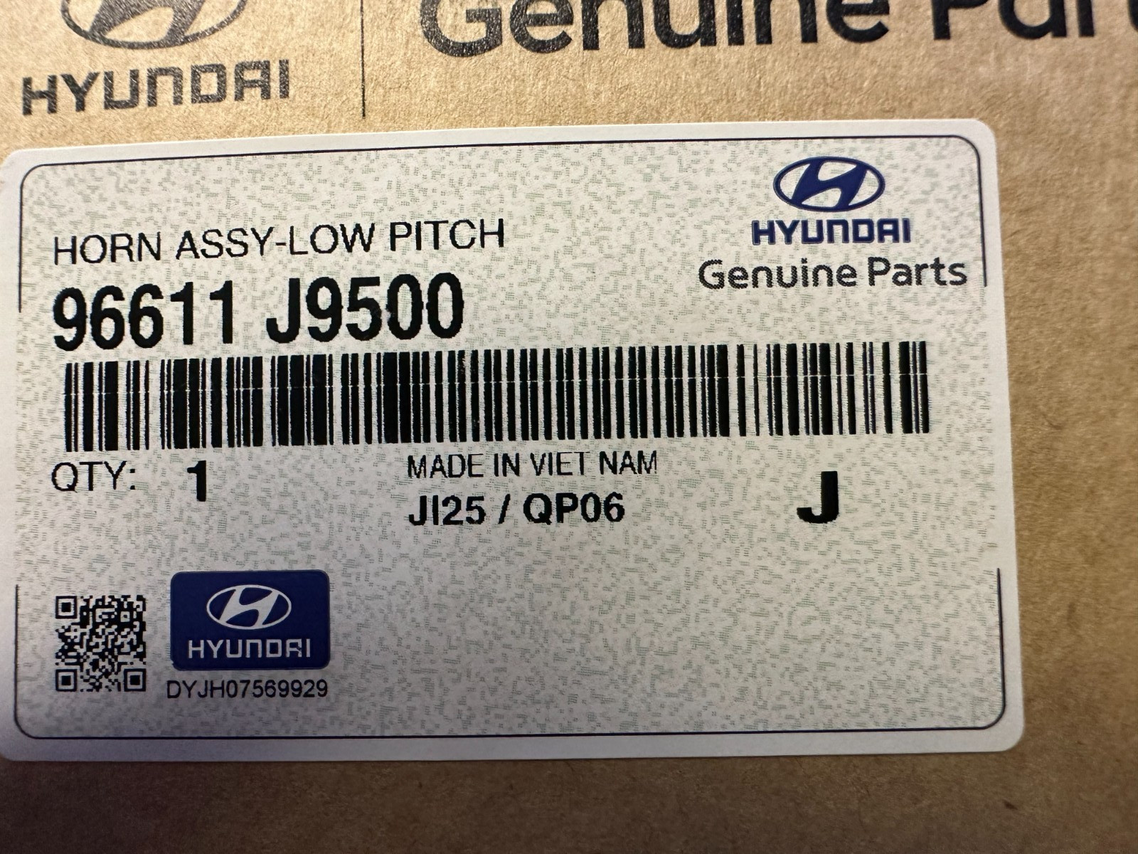 NEW OEM HYUNDAI KONA 2021-2023 LOW TONE HORN ASSEMBLY