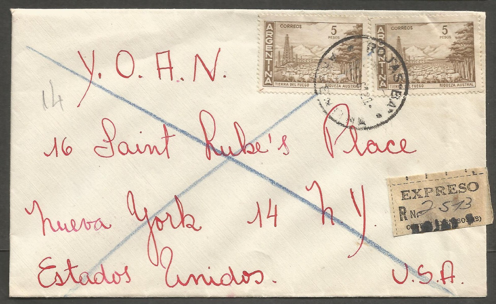 ARGENTINA 1961 Express Registered Cover Rojas to USA