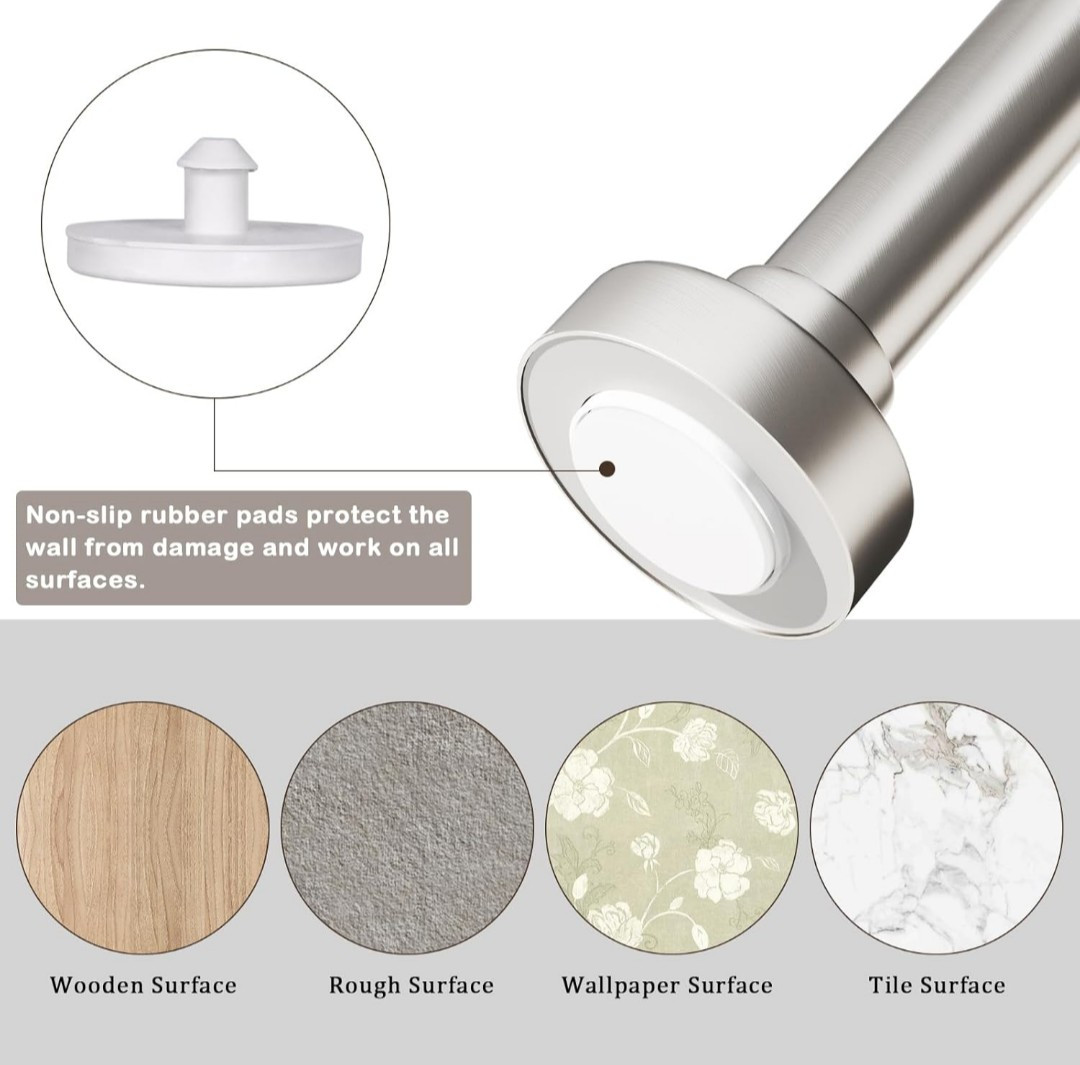 Shower Curtain Rod 43-72 Inch Metal Adjustable Spring Non-Slip Rust Resistant