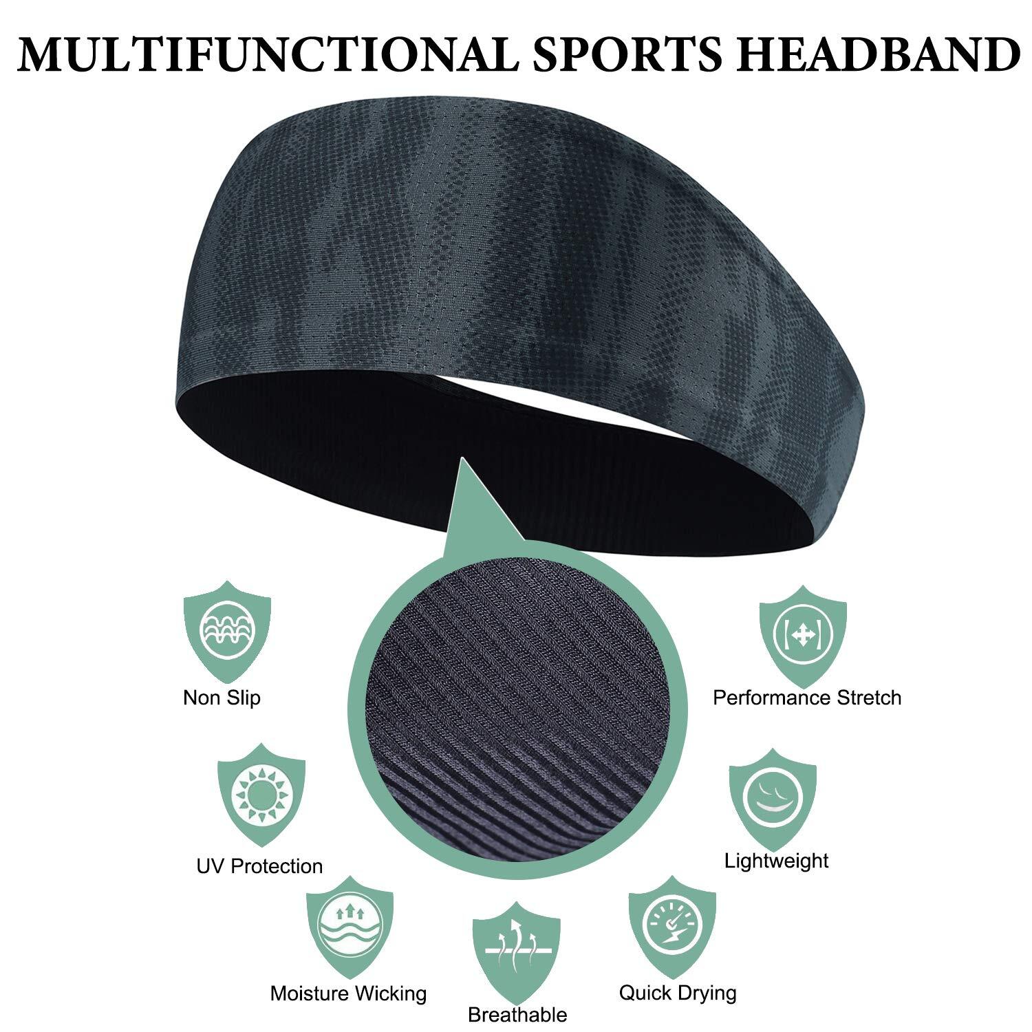 Non Slip Sports Headband for Women Men Moisture Wicking Sweat Stretch Hair Band