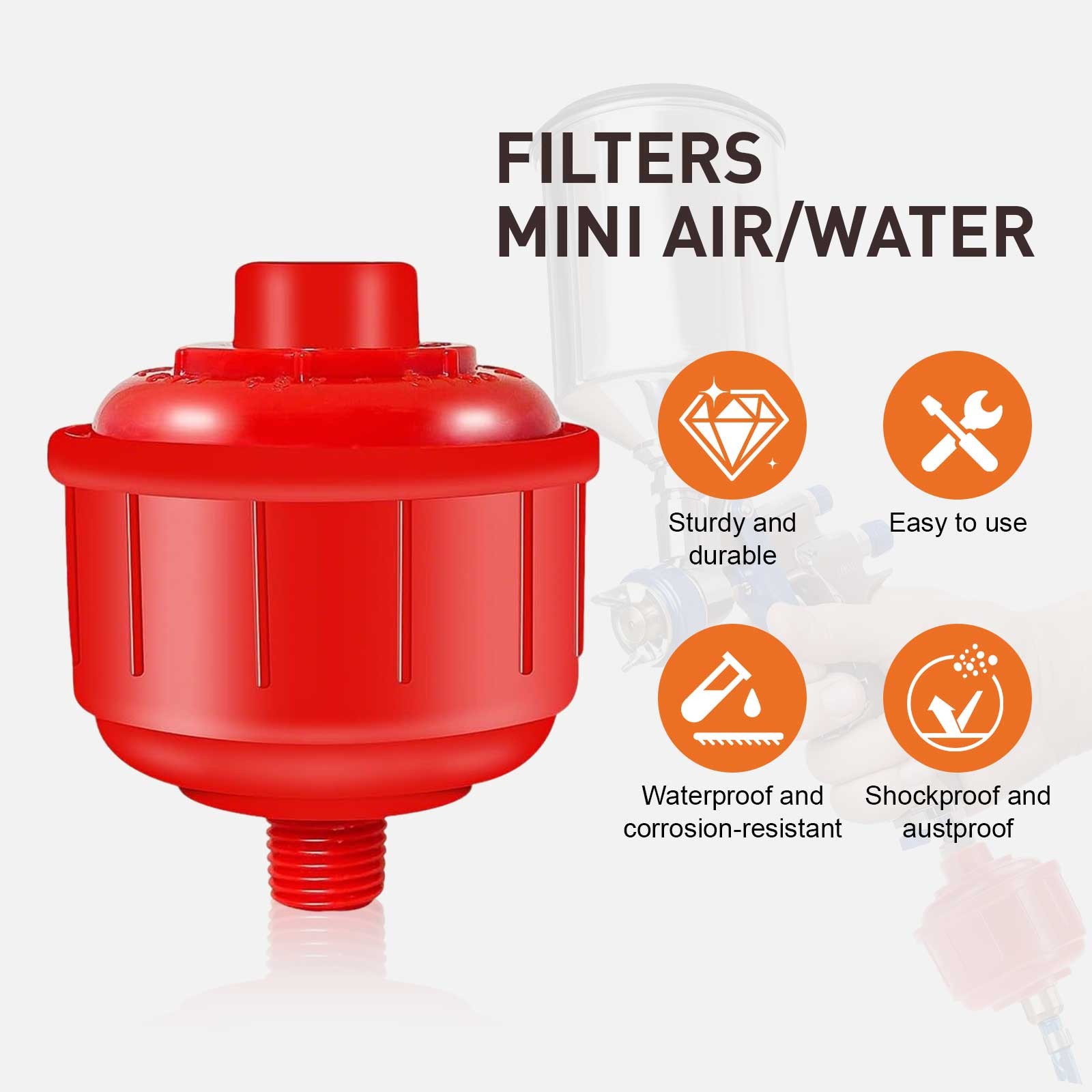 10 PCS Disposable Mini Air Water Filters 1/4in Spray Gun Air Line Moisture Trap