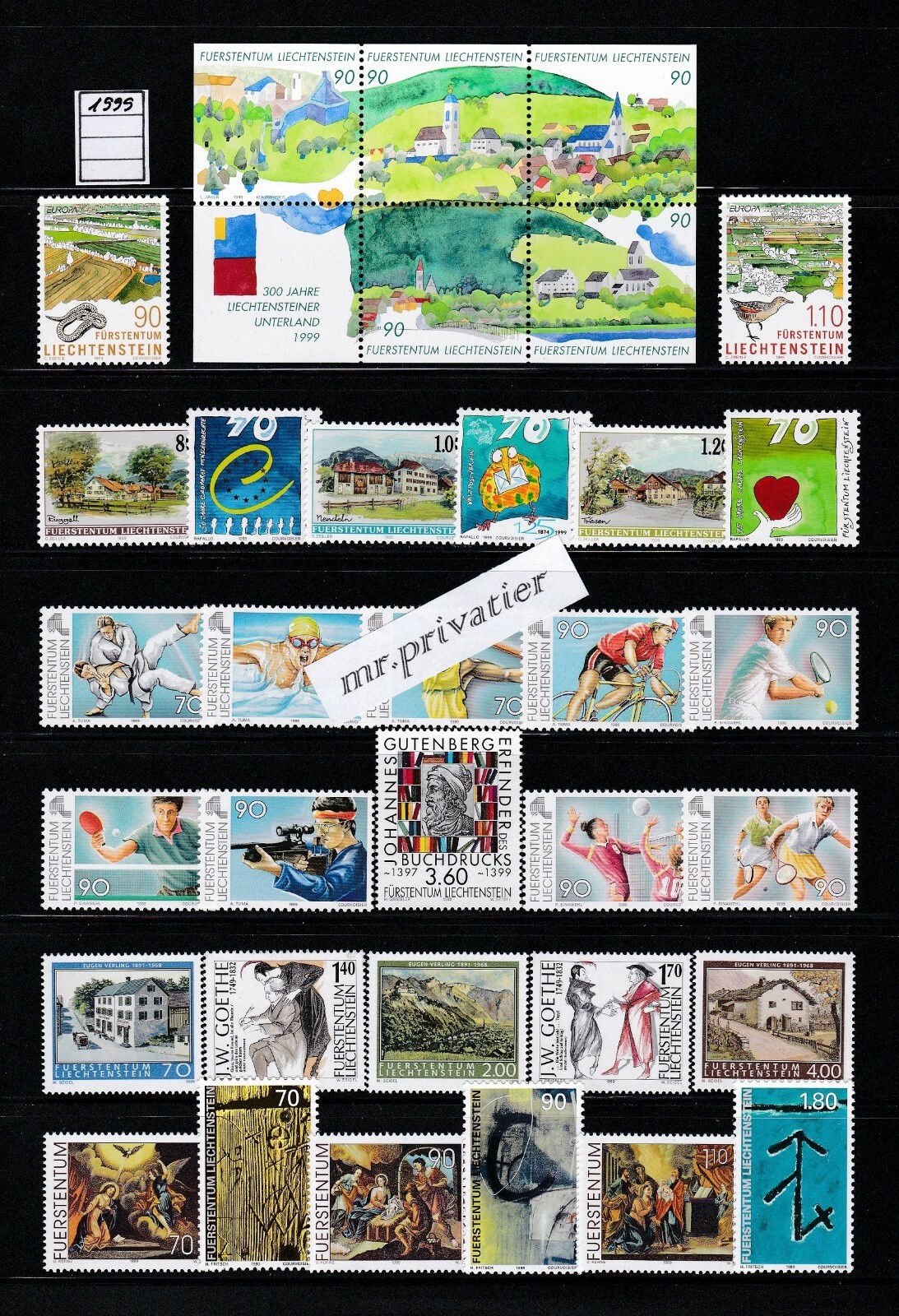 LIECHTENSTEIN 1999 - Complete Year.  MNH.  €101