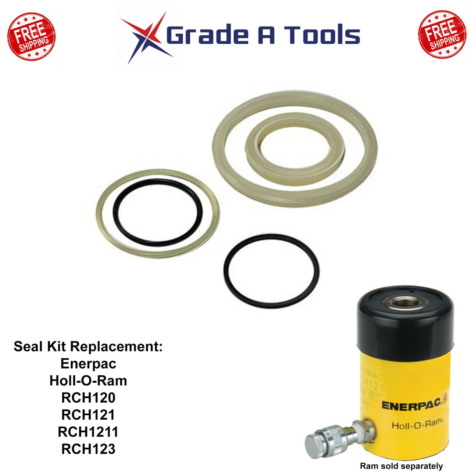 Seal kit Enerpac Holl-O-Ram RCH120,121,1211 & 123 cylinder RCH121K1 Replacment