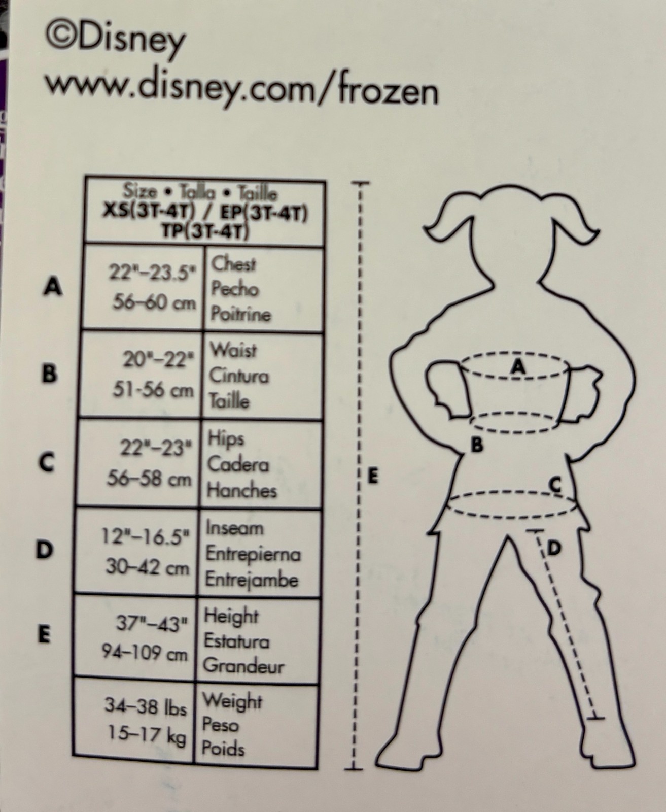 Frozen 2 Elsa Light up Kids' Costume Dress with Headpiece, Size XS (3T-4T), New