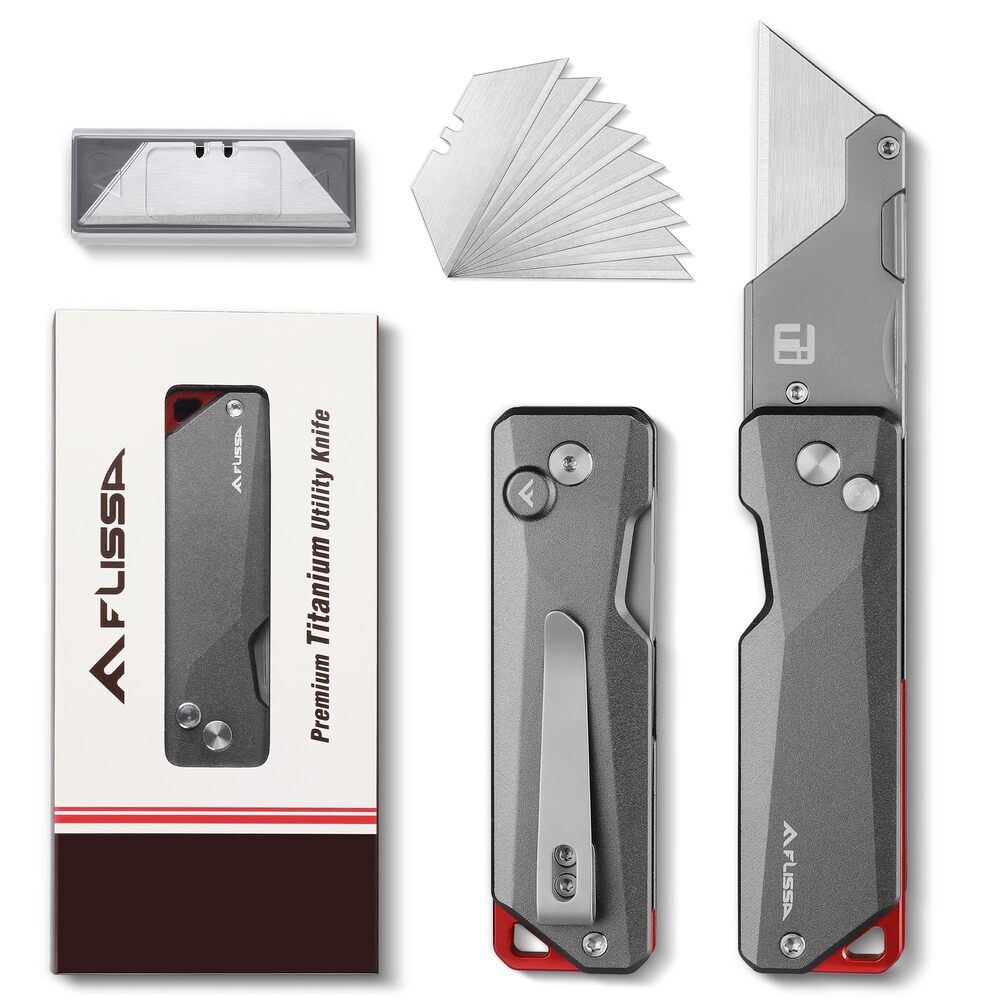 FLISSA Titanium Folding Utility Knife CNC Unibody Quick Change Blade Razor Knife