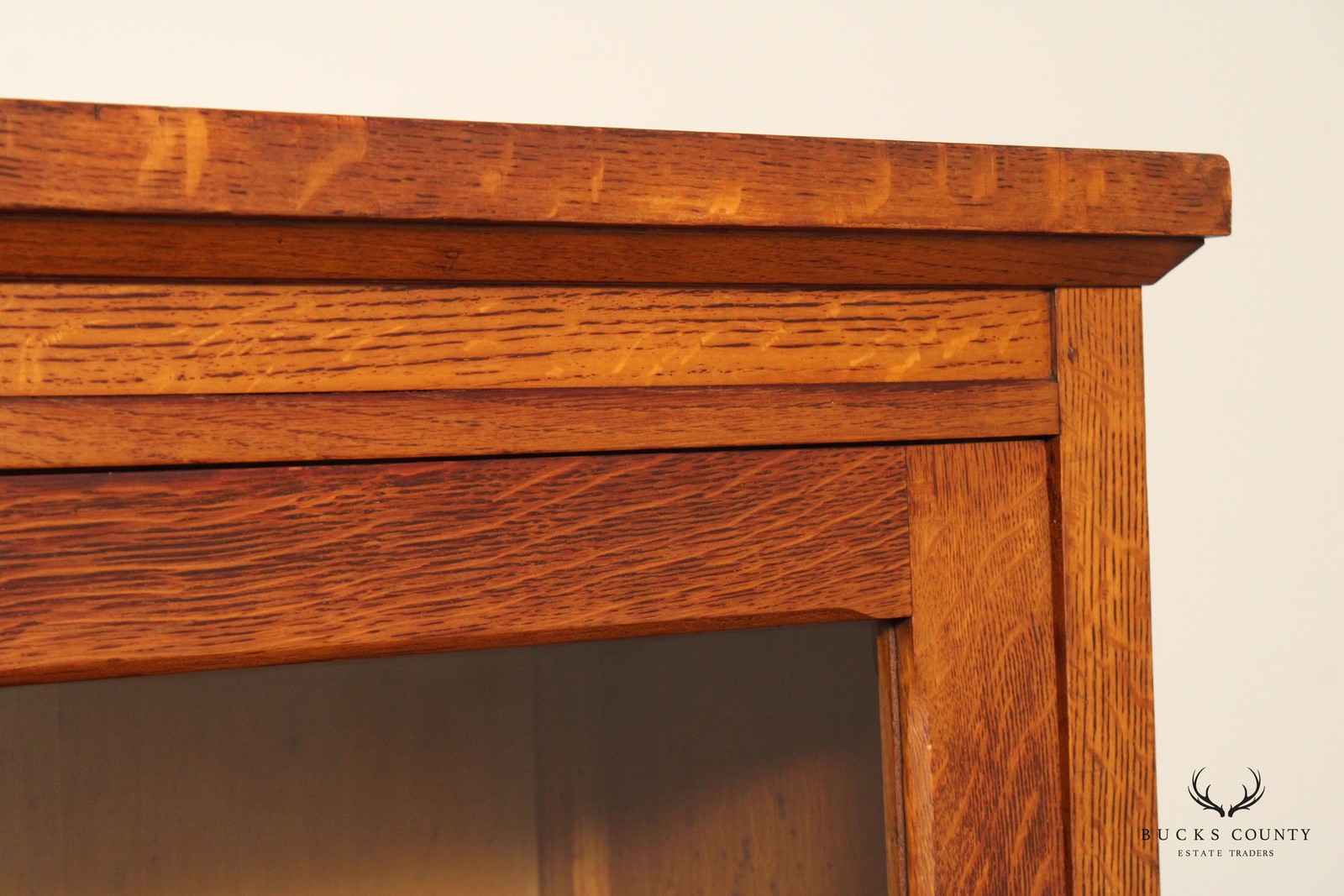 Antique Mission Oak Sliding Glass Door Bookcase