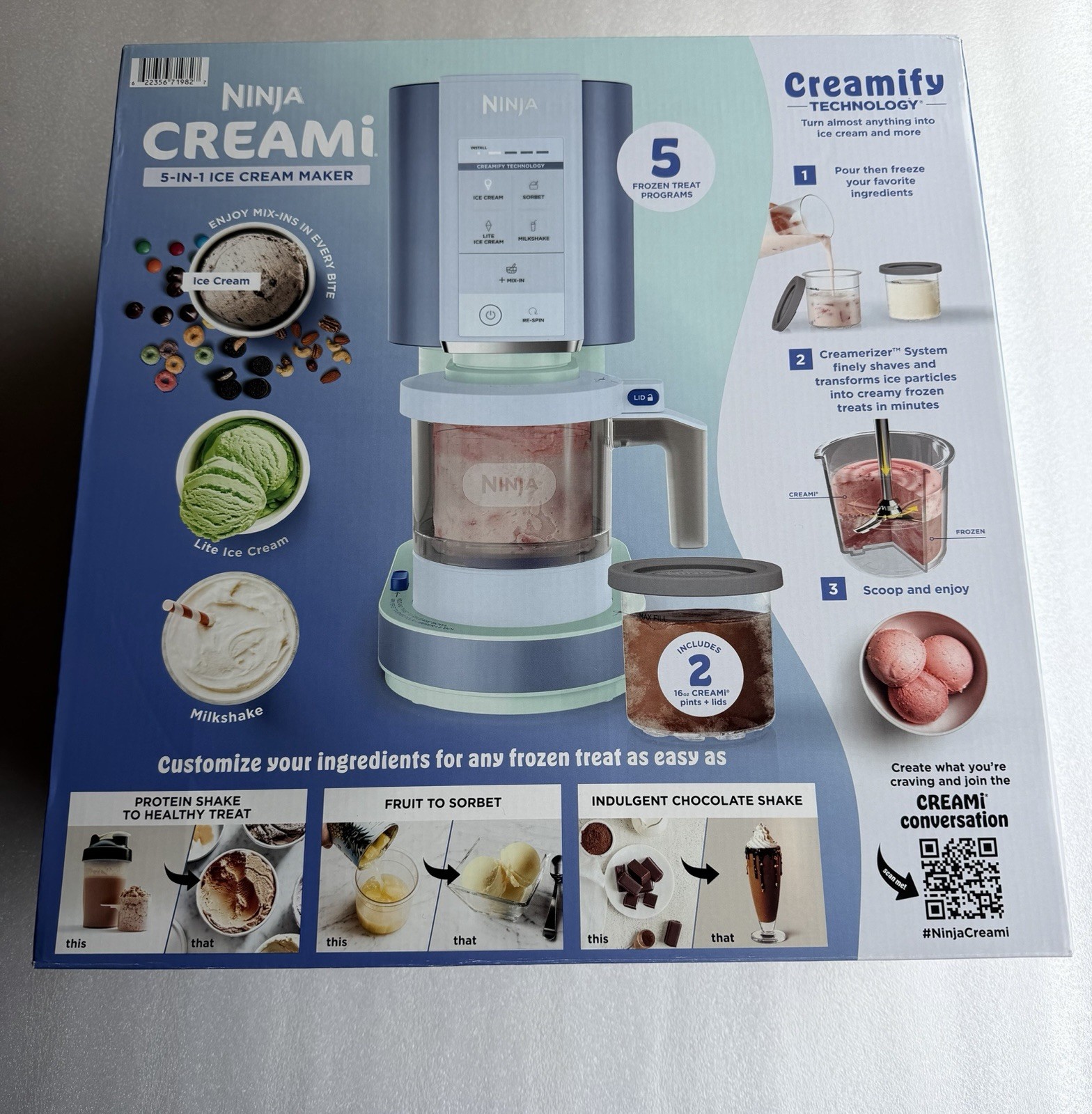 NEW Ninja CREAMi 5-in-1 Ice Cream Maker, NC300BL(Blue Lime) Sealed Box