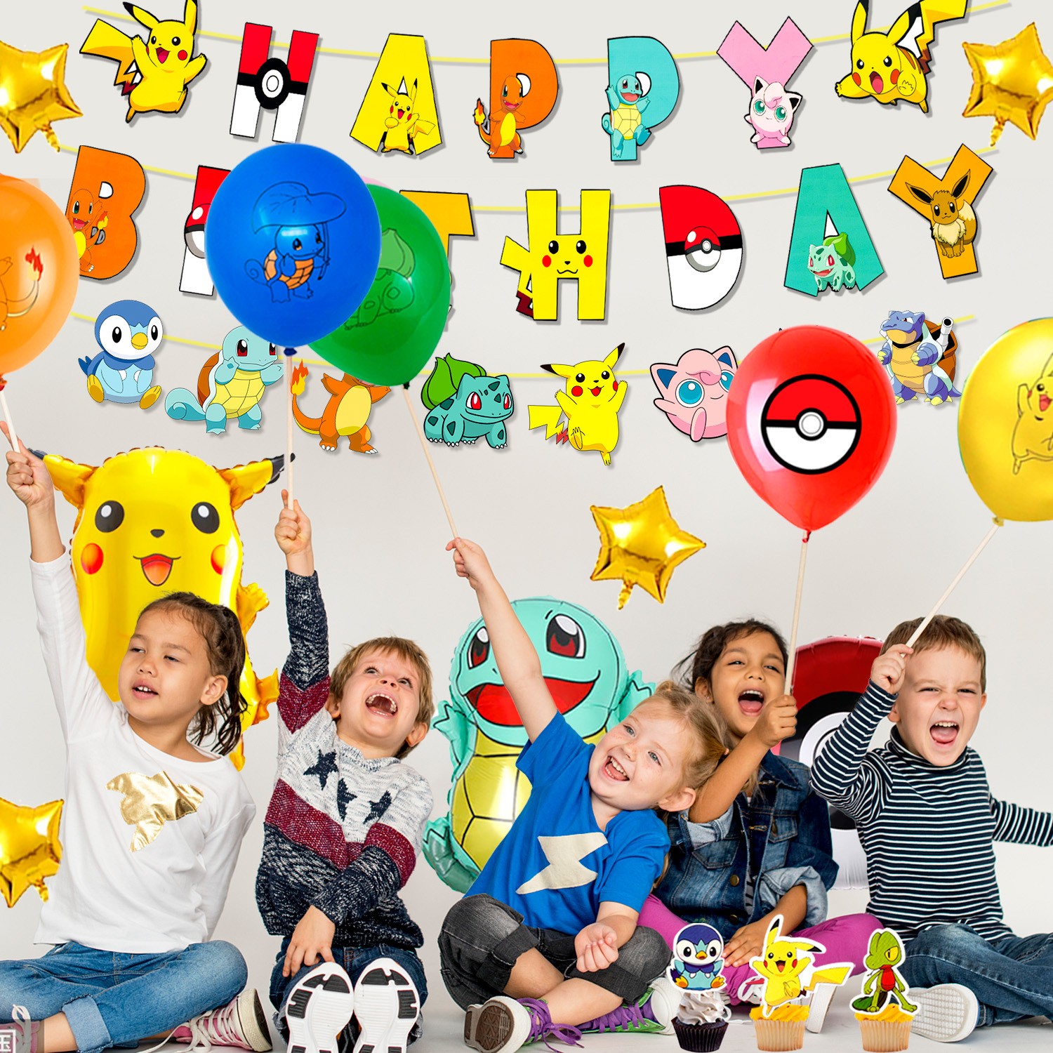 Pokemon Party Decorations Pokemon Birthday Supplies Tableware Plates Balloons