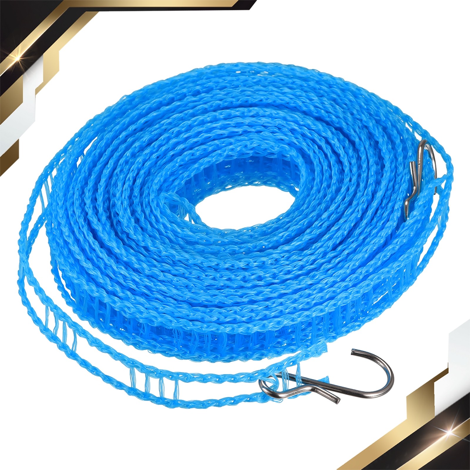 Portable Clothesline 32.8ft Nylon Windproof Non-Slip Washing Line Blue