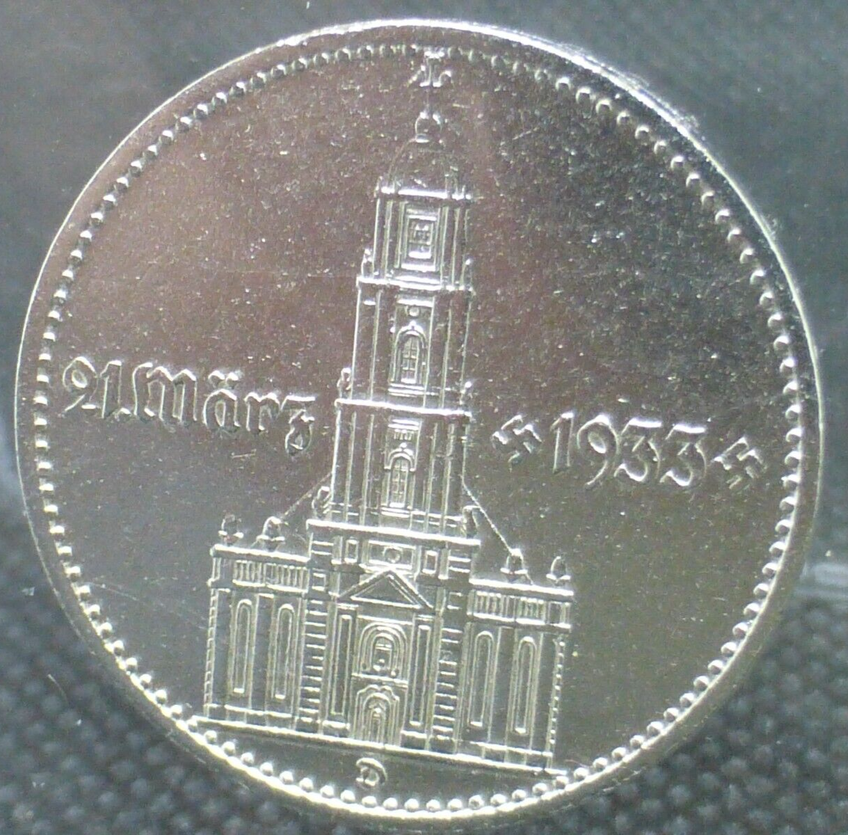 Nazi Silver Coin 1934D 2 Reichsmark Potsdam Church Beautiful Third Reich Germany