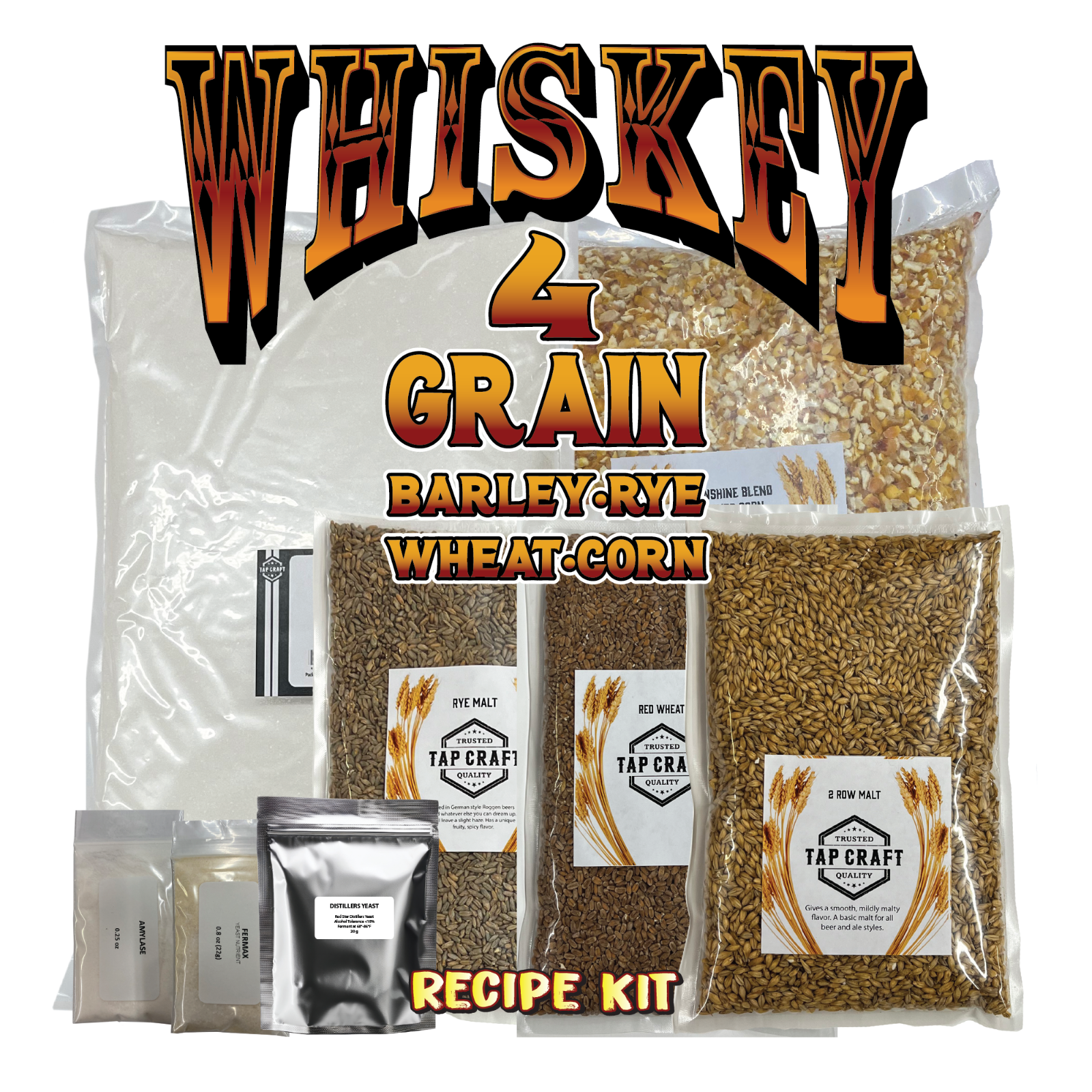 Complete Corn, Barley, Rye and Wheat Whiskey Fermentation Kit - 5 Gallon Mash Re