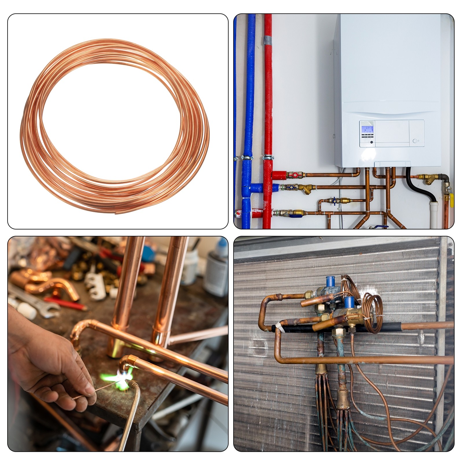 Copper Tube 1/8" OD 24.6Ft 1/64" T Refrigeration Pipe Seamless Hollow Metal Soft