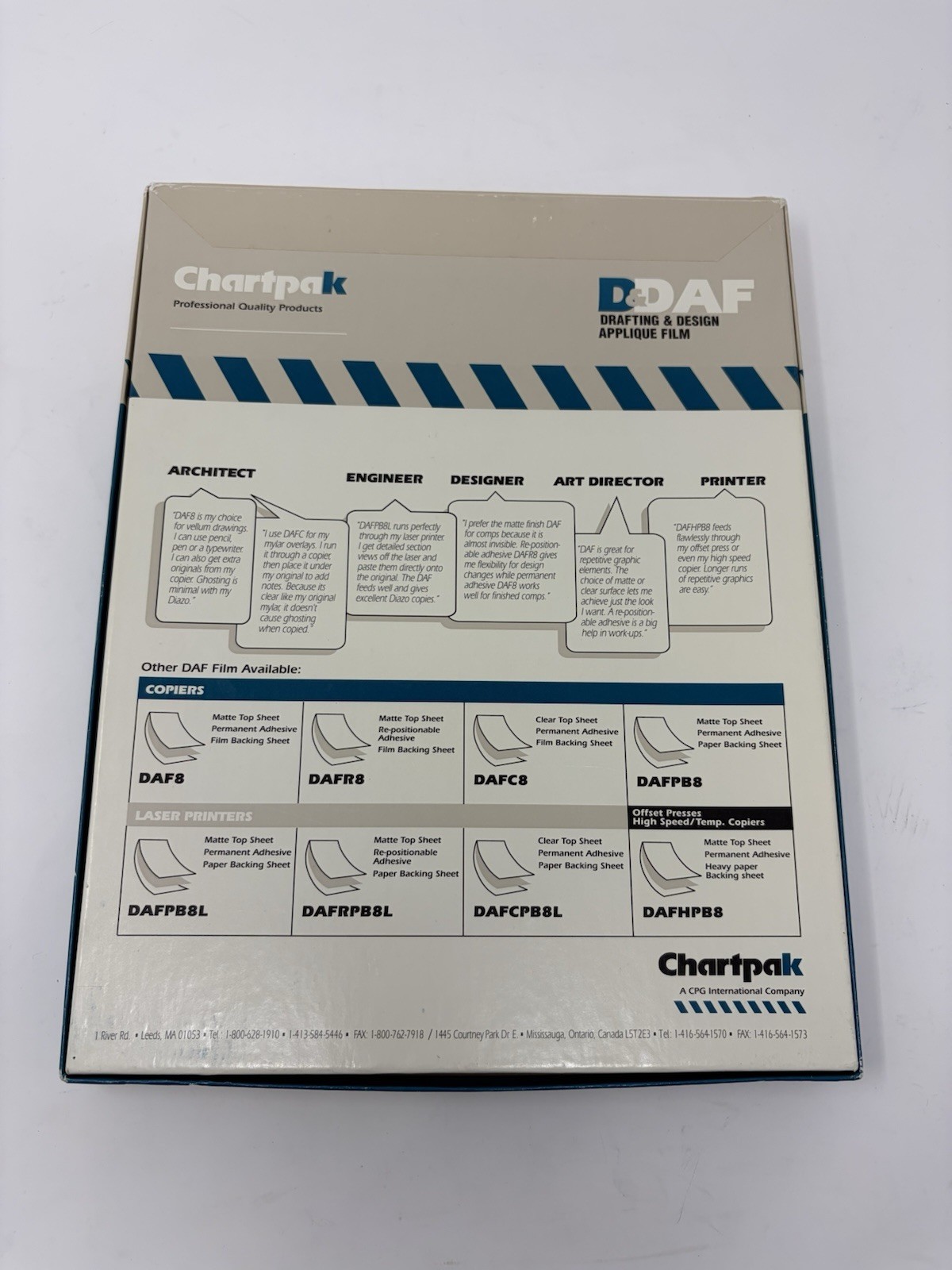 Chartpak CHADAF8 Drafting Film- Film Backing- Permanent- 8-.50in.x11in.- **42**