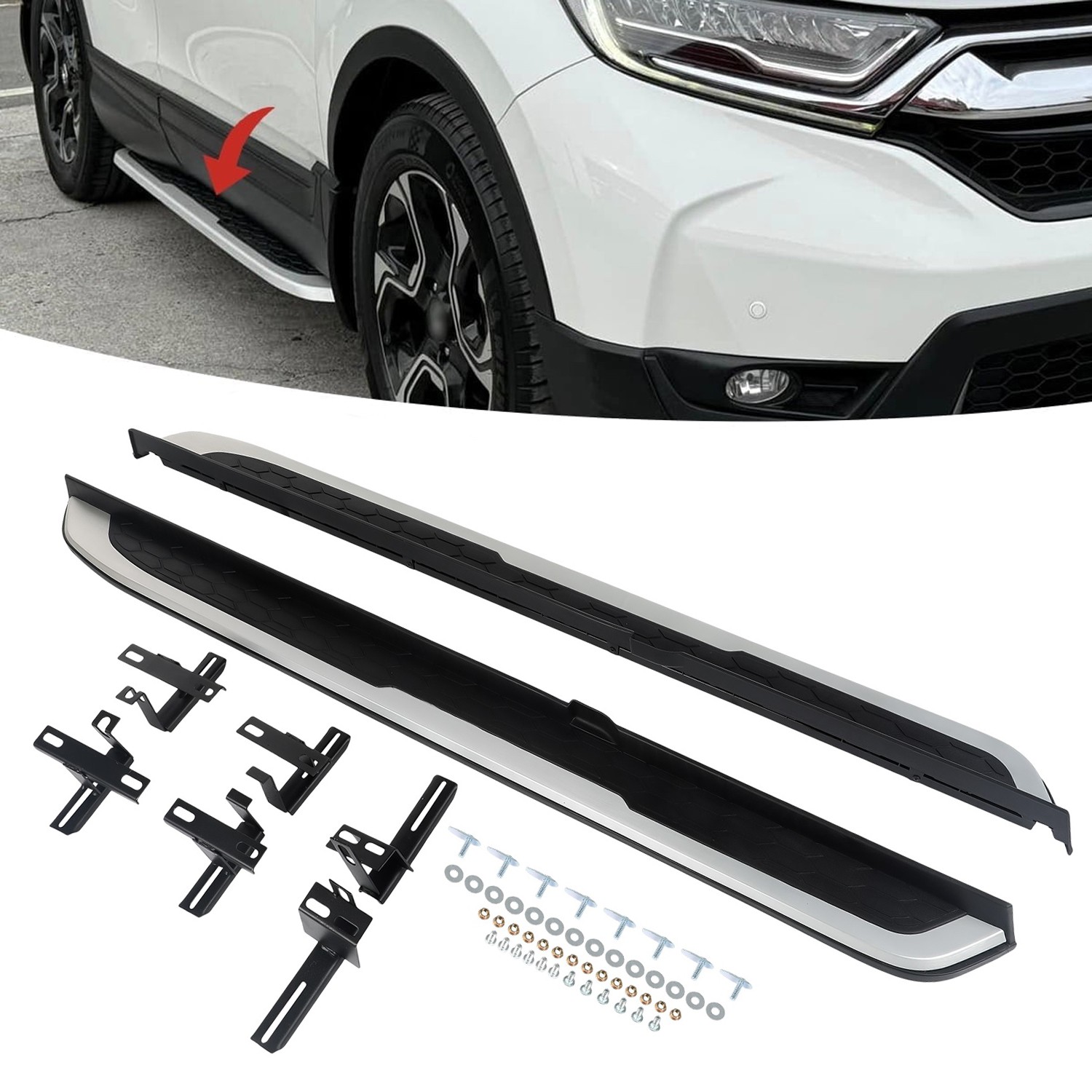 2PCS Running Boards Fit for Honda CRV CR-V 2017-2022 Side Steps Nerf Bar