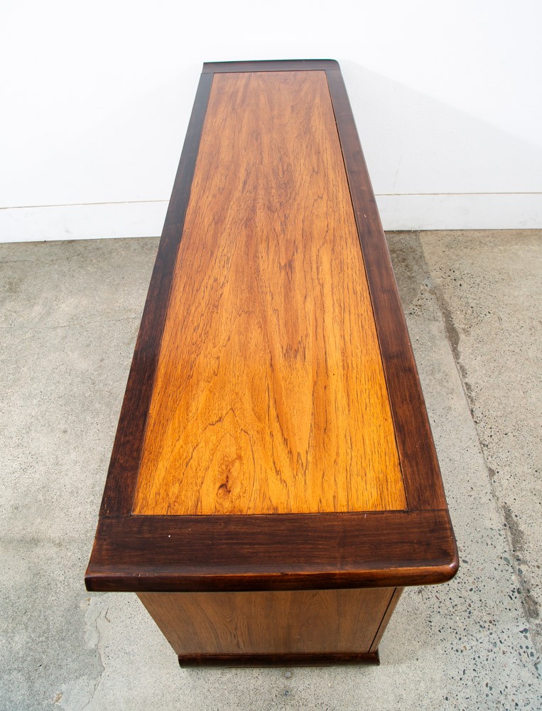 Mid Century Modern Dresser Credenza Walnut 9 Drawer Wood Brass Handle Mcm