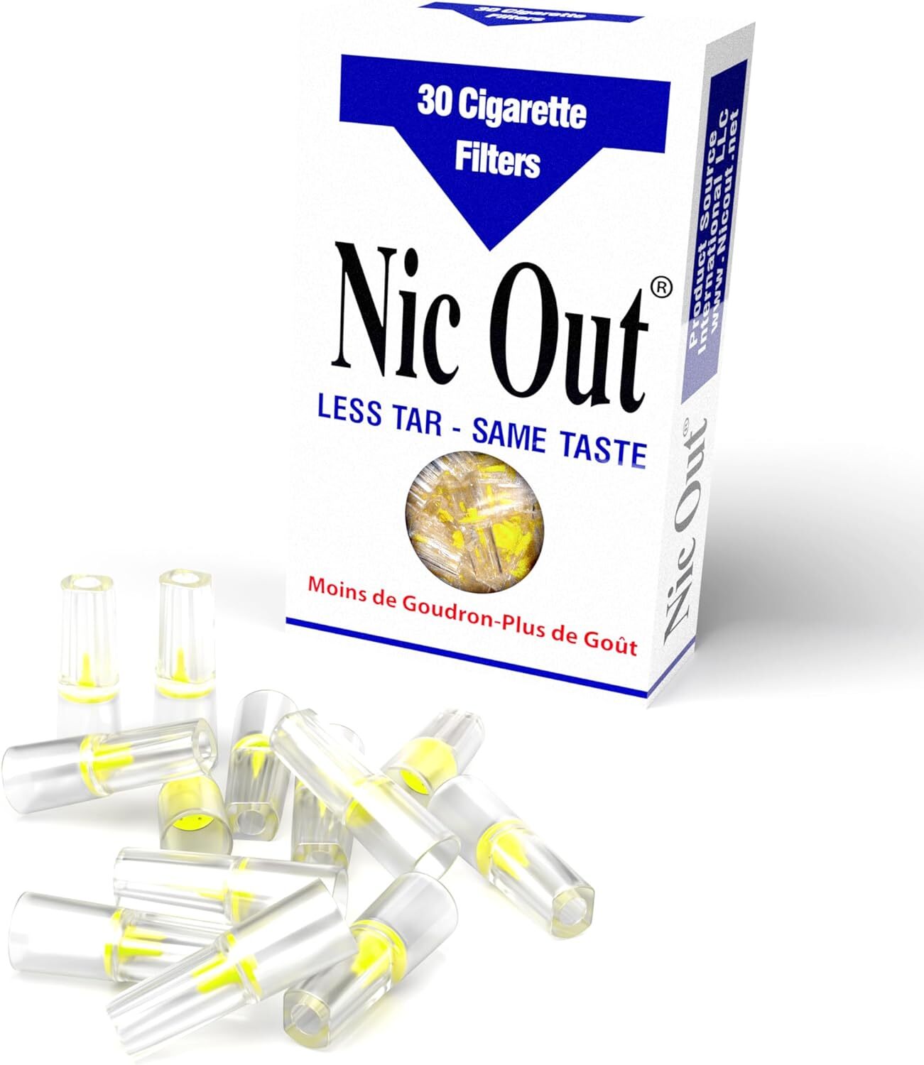 10 Packs NIC-OUT Cigarette (300 Disposable Filters) + 5 FREE LIGHTERS ~ COMBO