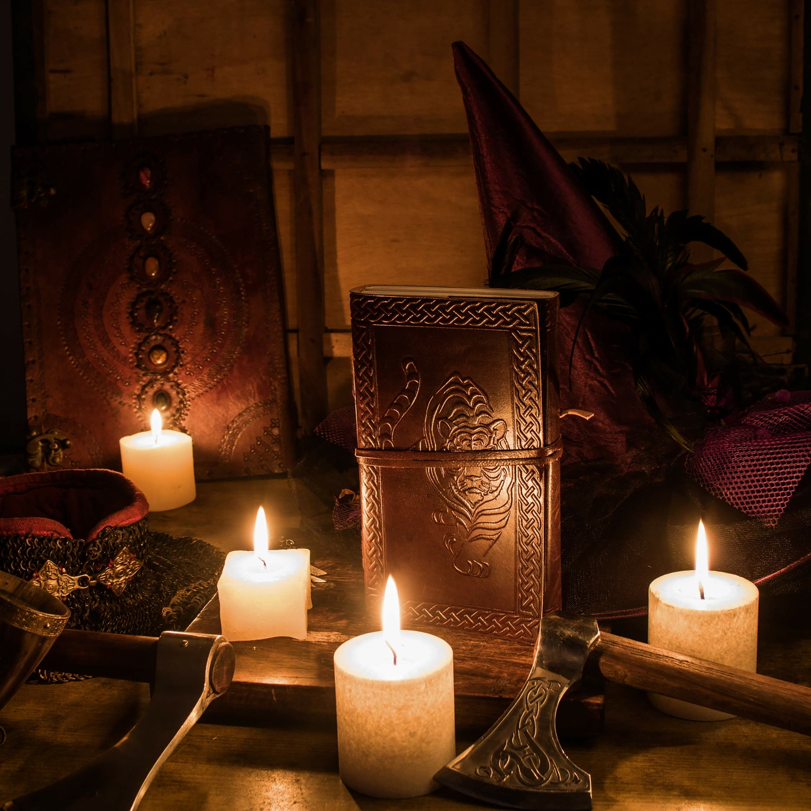 Leather Journal Tiger Cover Embossed with Cord Closure Notebook Brown