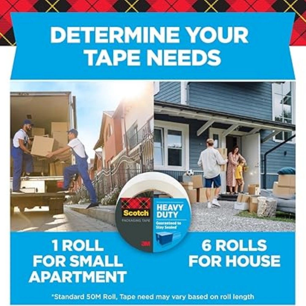 3M Scotch Tape Gun Dispenser with Heavy Duty 3850 Shipping Packaging Tape, 1Roll