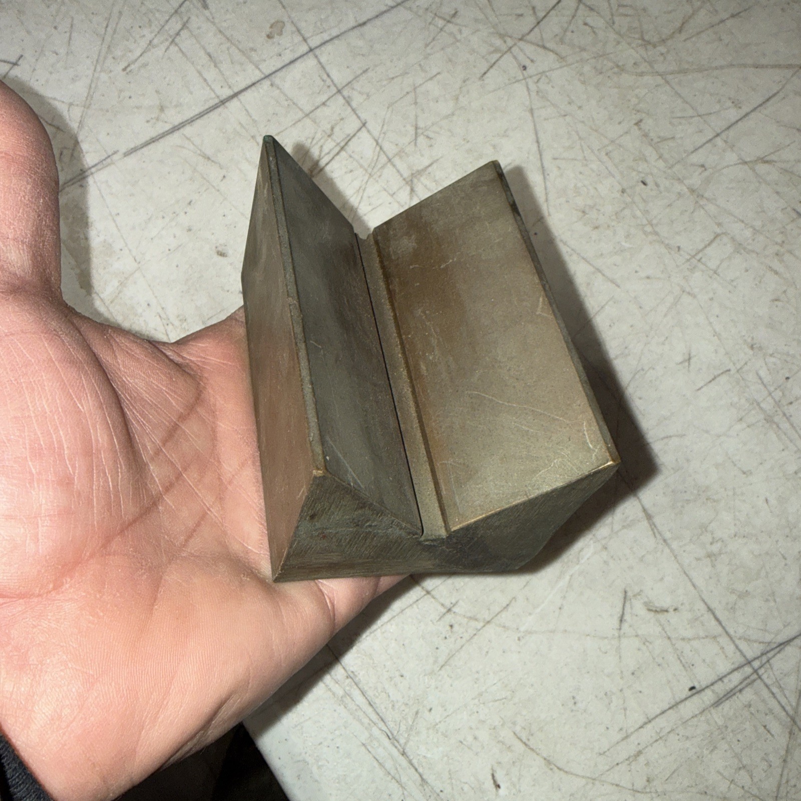 Vintage V-BLOCK 3 3/4” By 2 1/2” Made Of Solid Brass