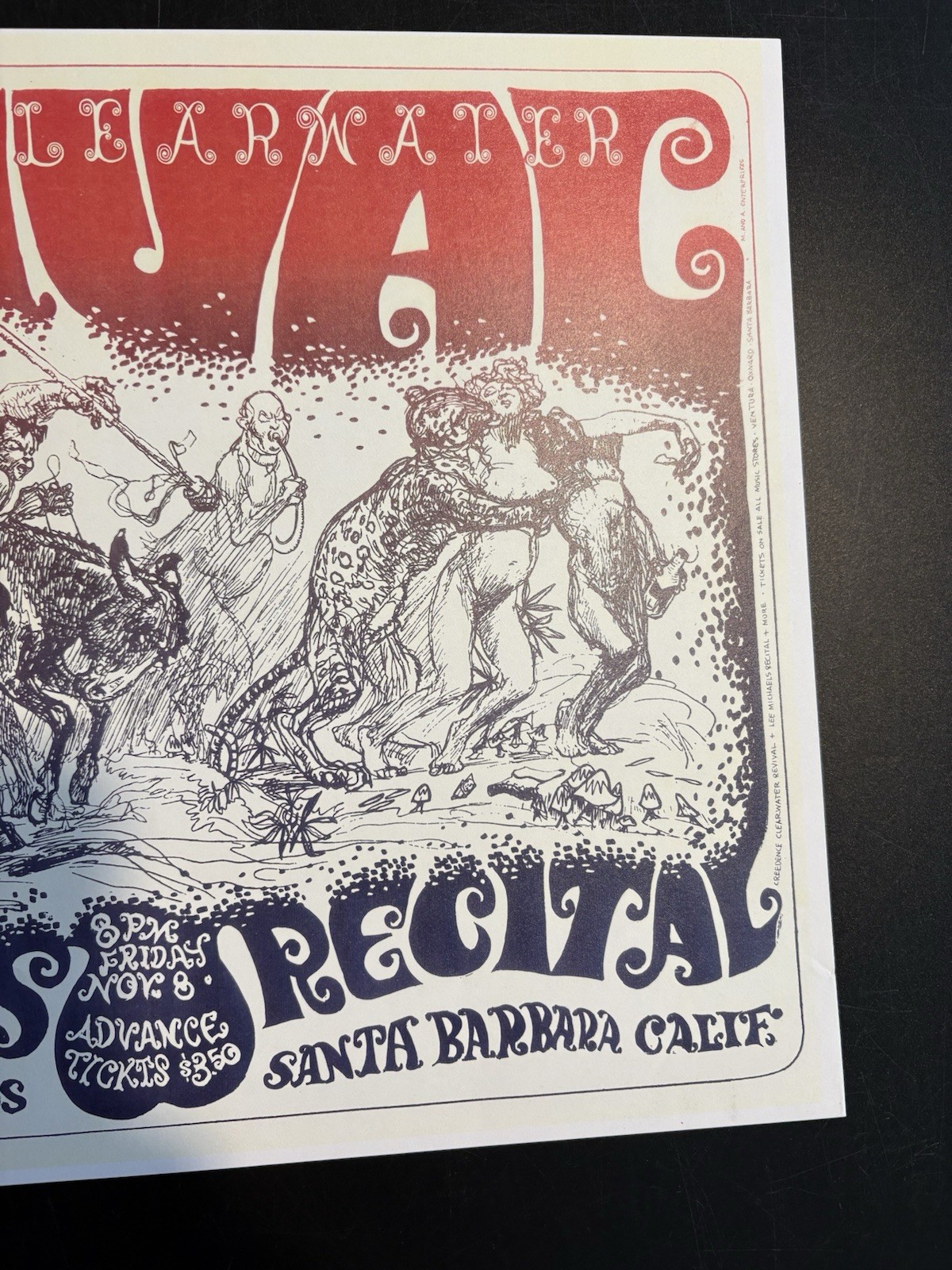 1968 CCR And Lee Michaels Earl Warren Original Concert Poster