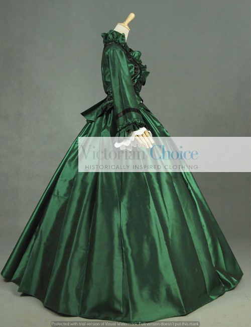 Victorian Civil War Taffeta Ball Gown Day Dress Reenactment Theater Costume 170